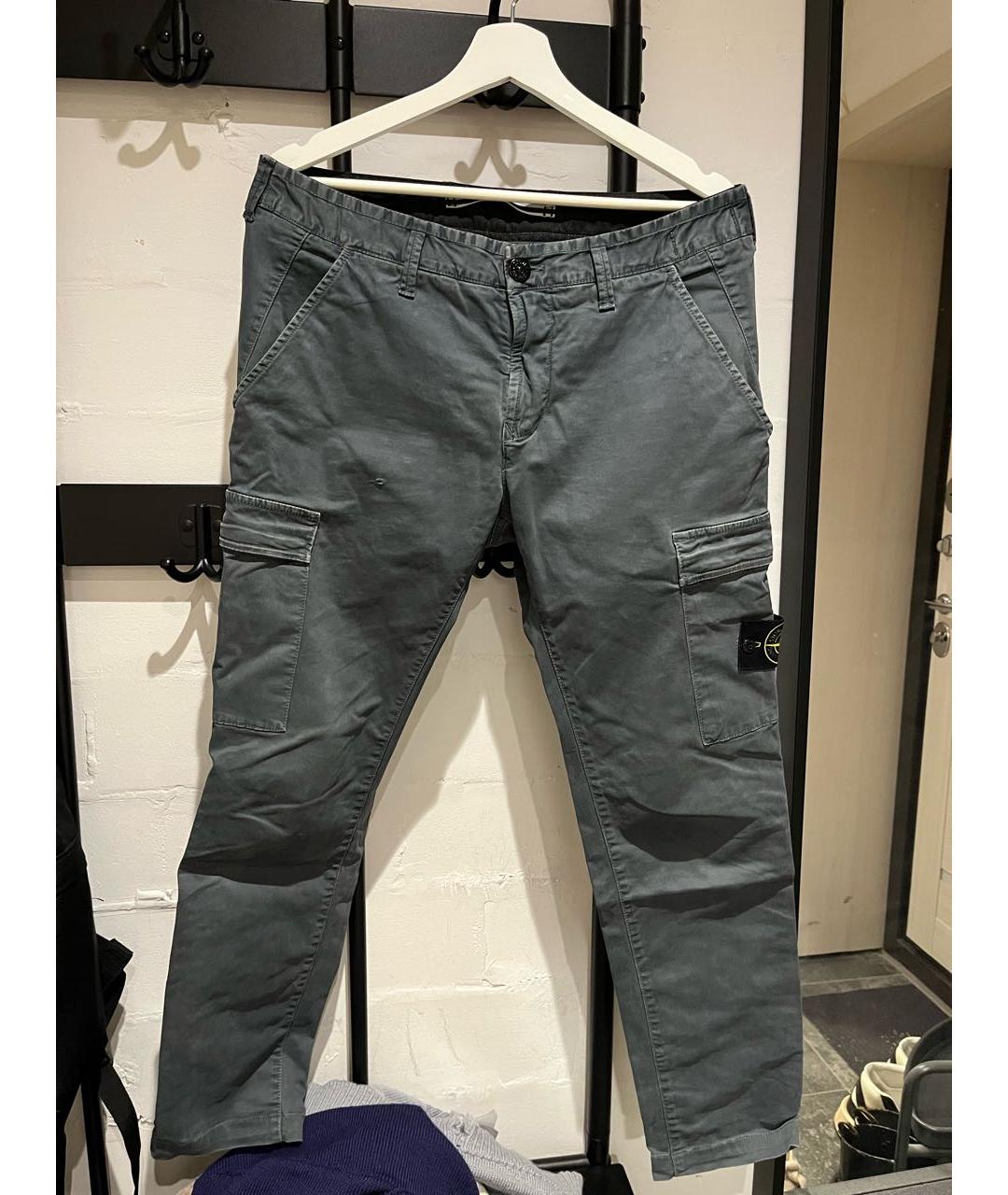 STONE ISLAND Темно-синие хлопковые повседневные брюки, фото 6