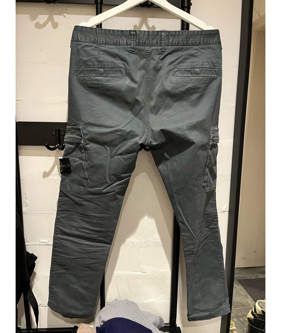 STONE ISLAND Темно-синие хлопковые повседневные брюки, фото 2