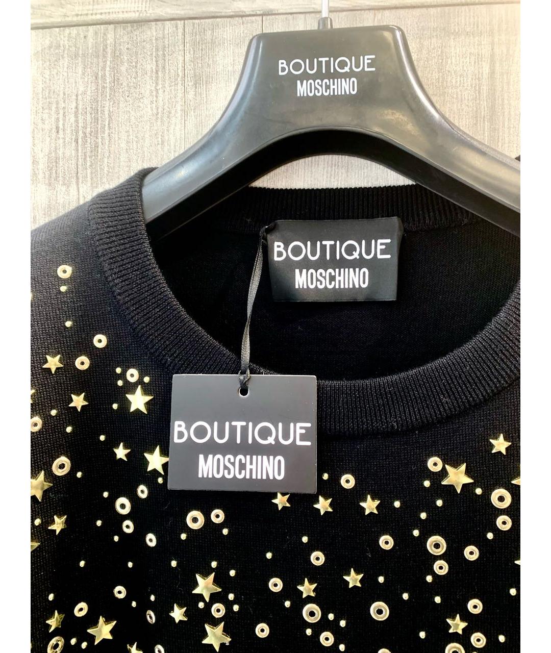 BOUTIQUE MOSCHINO Черное шерстяное вечернее платье, фото 4