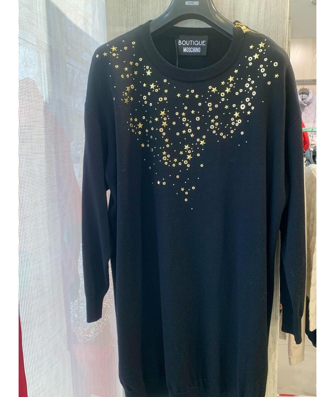 BOUTIQUE MOSCHINO Черное шерстяное вечернее платье, фото 5