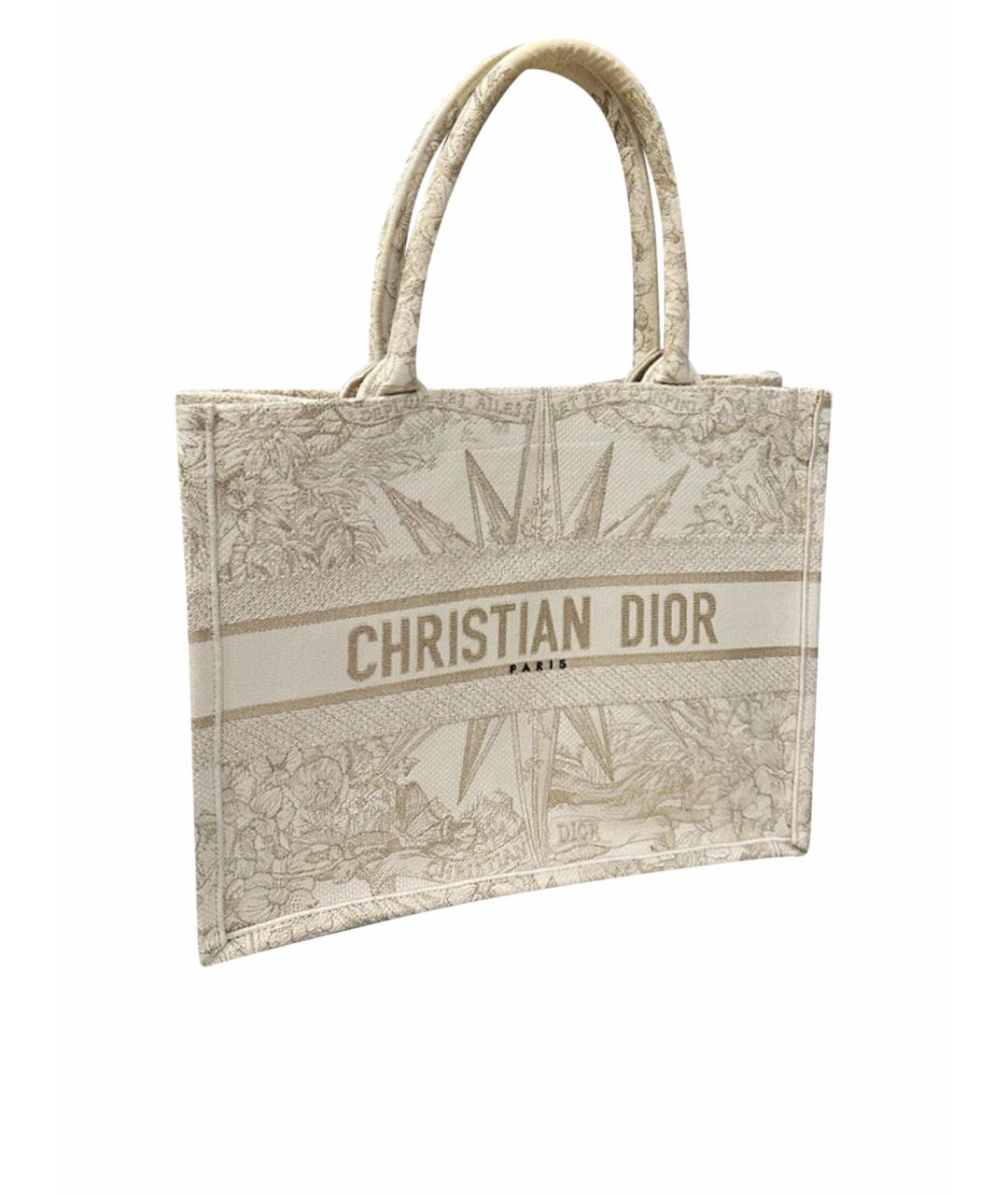 CHRISTIAN DIOR Бежевая жаккардовая сумка тоут, фото 1