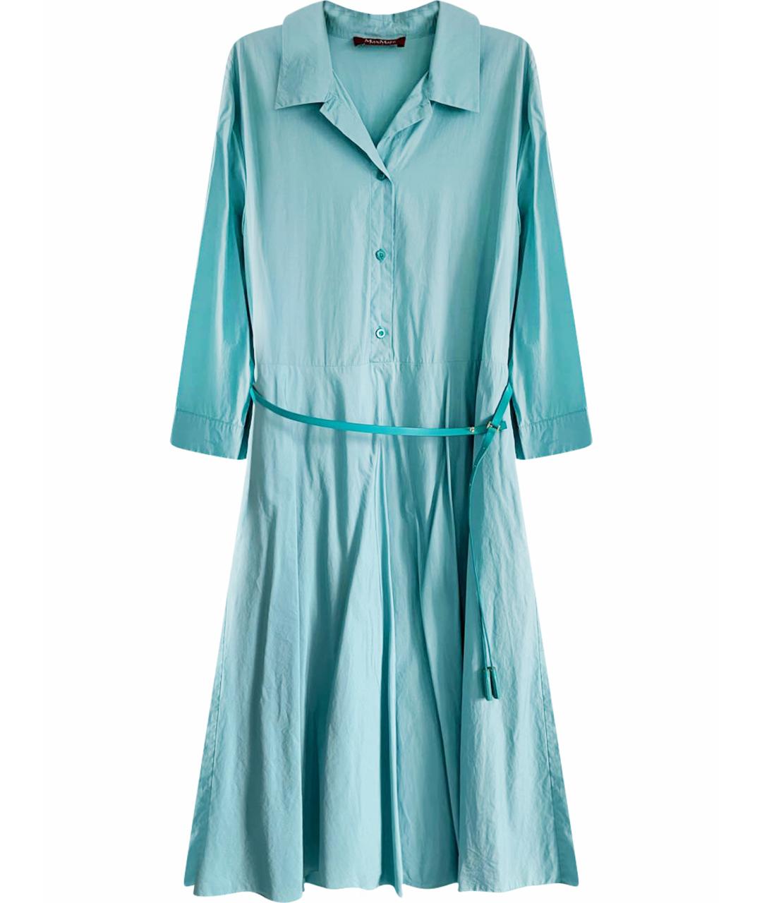 MAX MARA Бирюзовое хлопковое повседневное платье, фото 1
