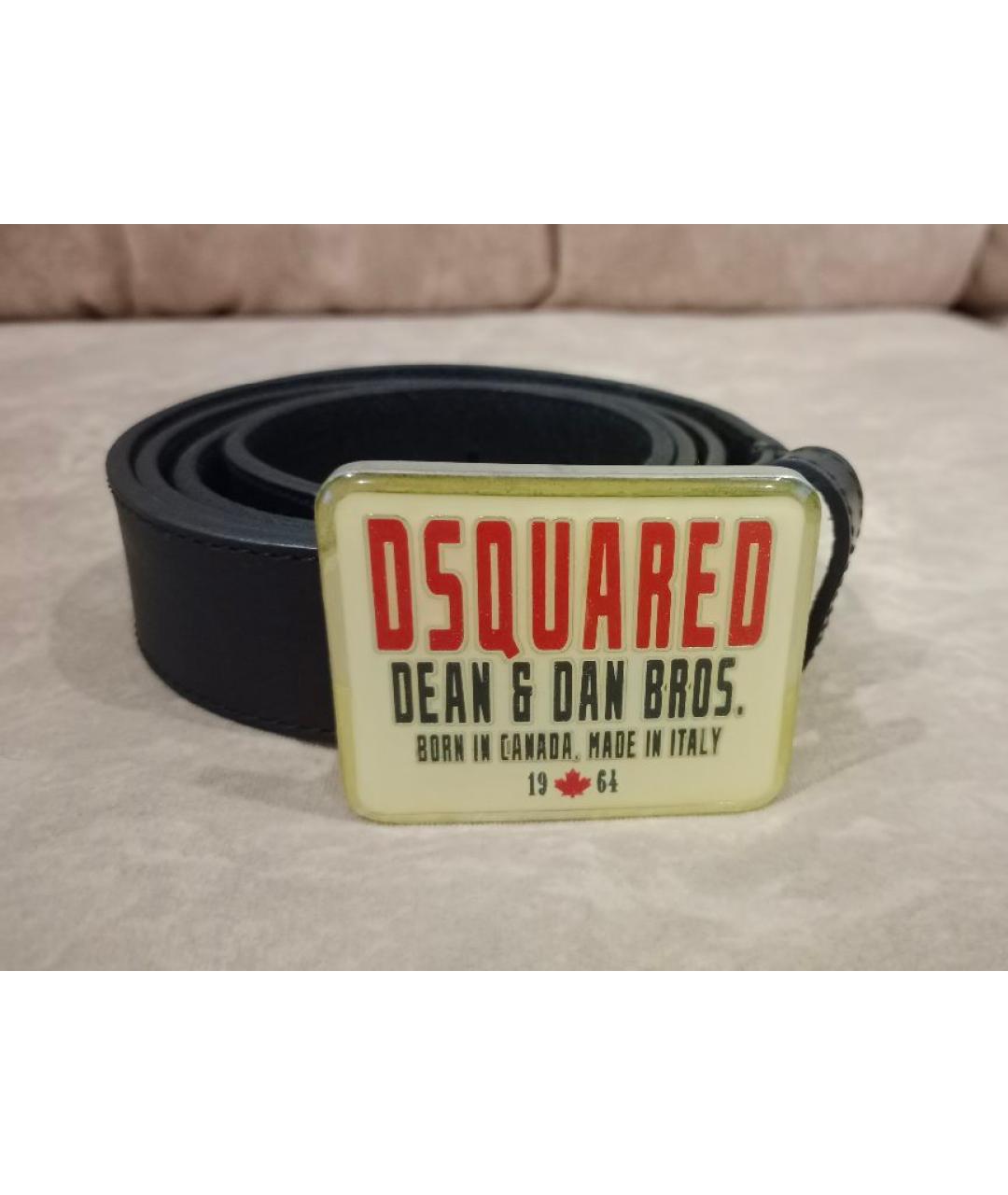 DSQUARED2 Черный кожаный ремень, фото 8