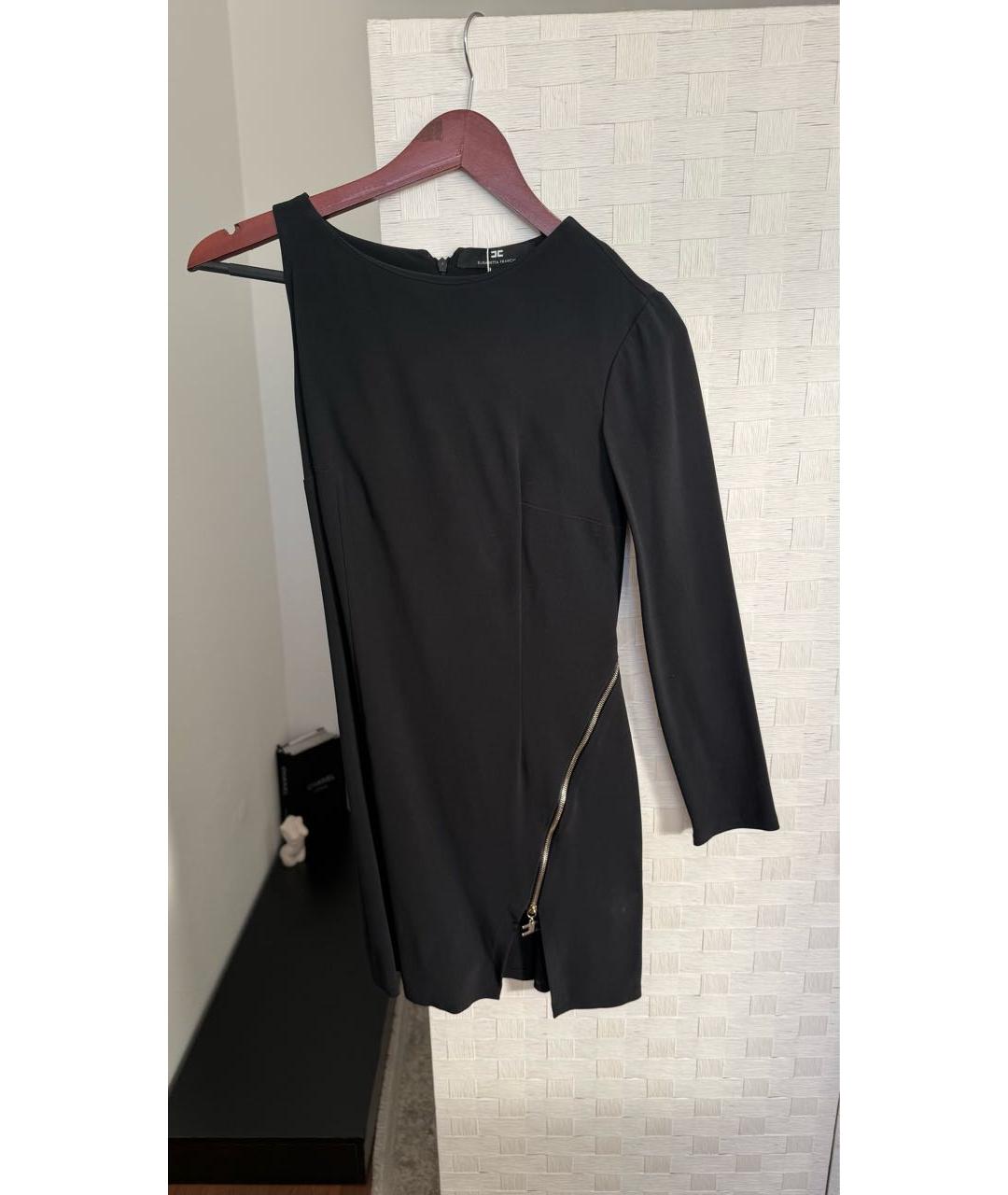 ELISABETTA FRANCHI Черное вискозное вечернее платье, фото 6