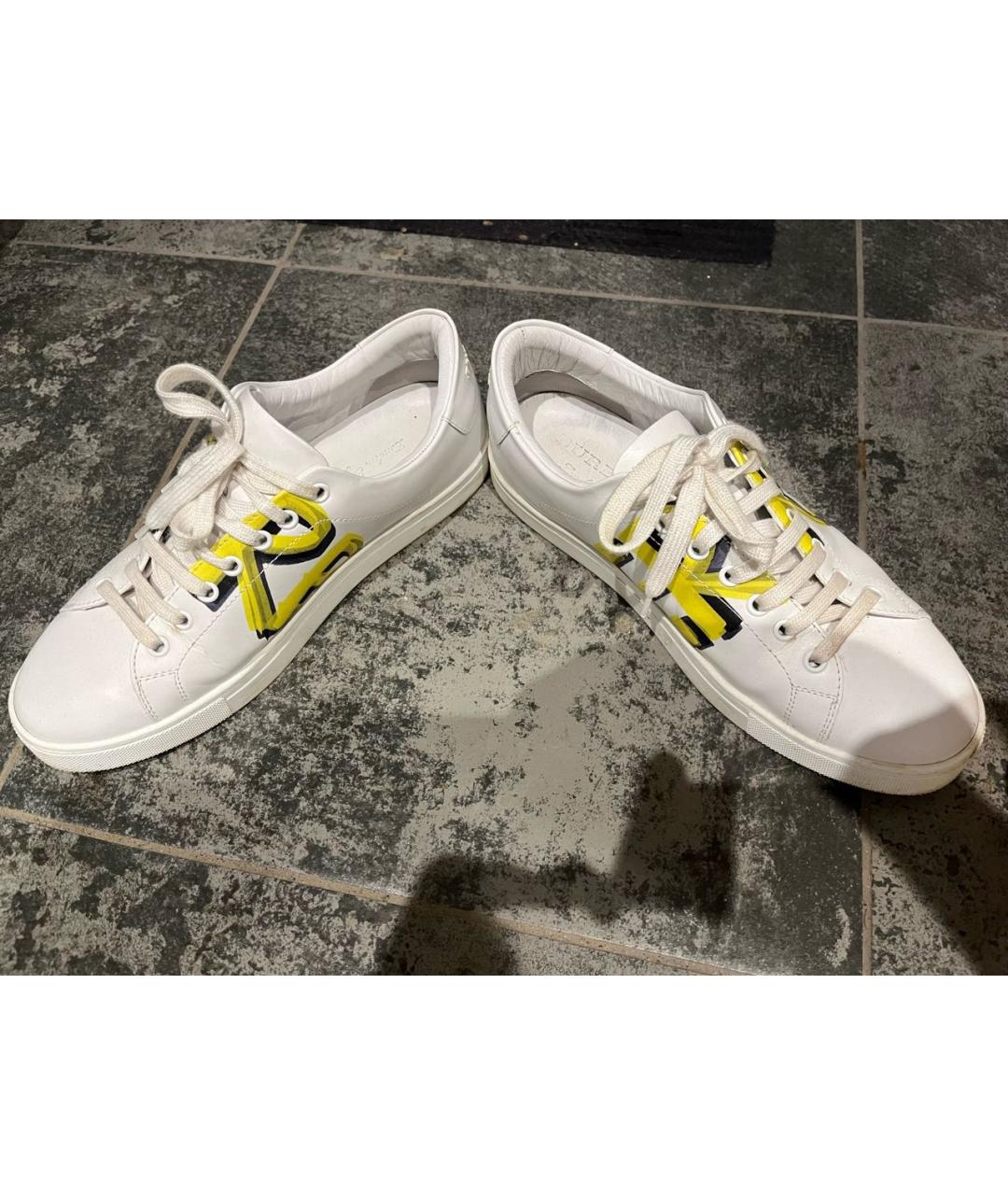 BURBERRY Белые кожаные низкие кроссовки / кеды, фото 2