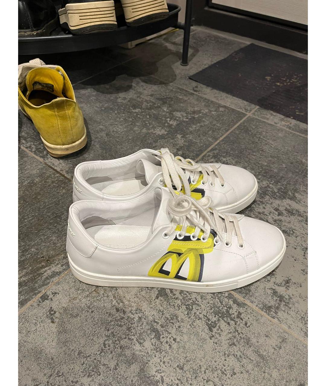 BURBERRY Белые кожаные низкие кроссовки / кеды, фото 6