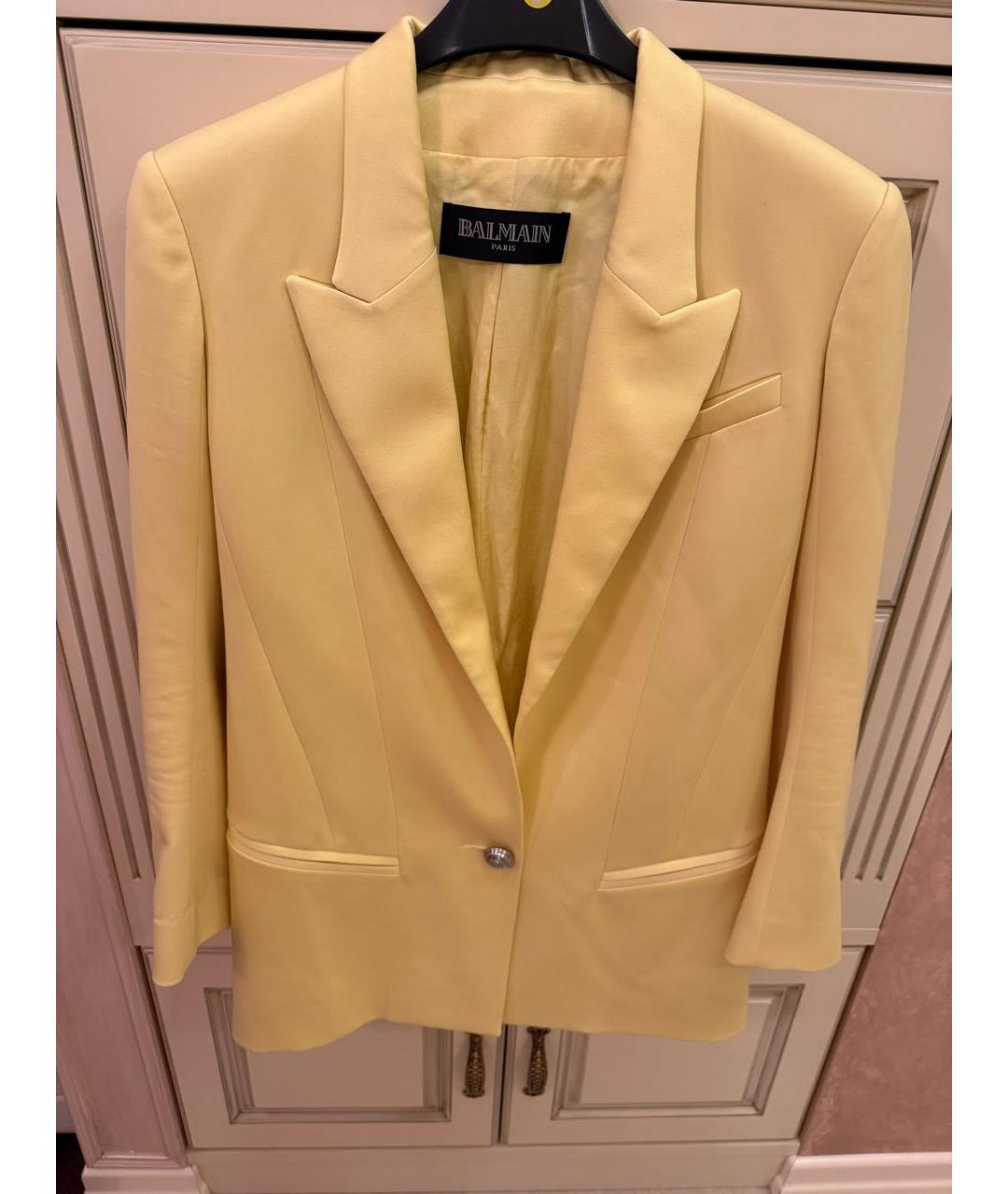 BALMAIN Желтый шерстяной жакет/пиджак, фото 2