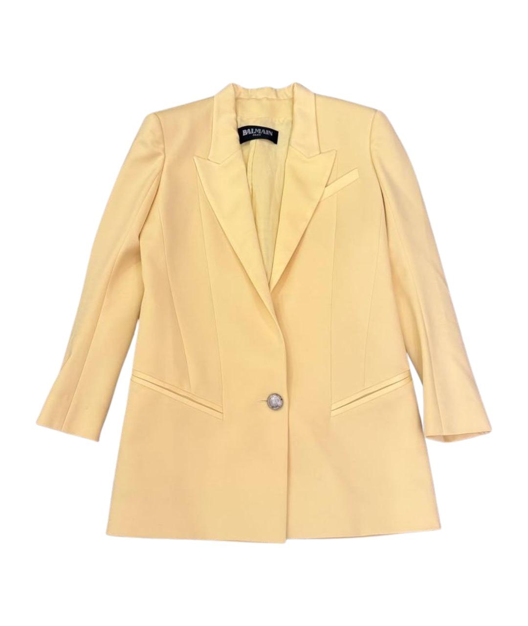 BALMAIN Желтый шерстяной жакет/пиджак, фото 1