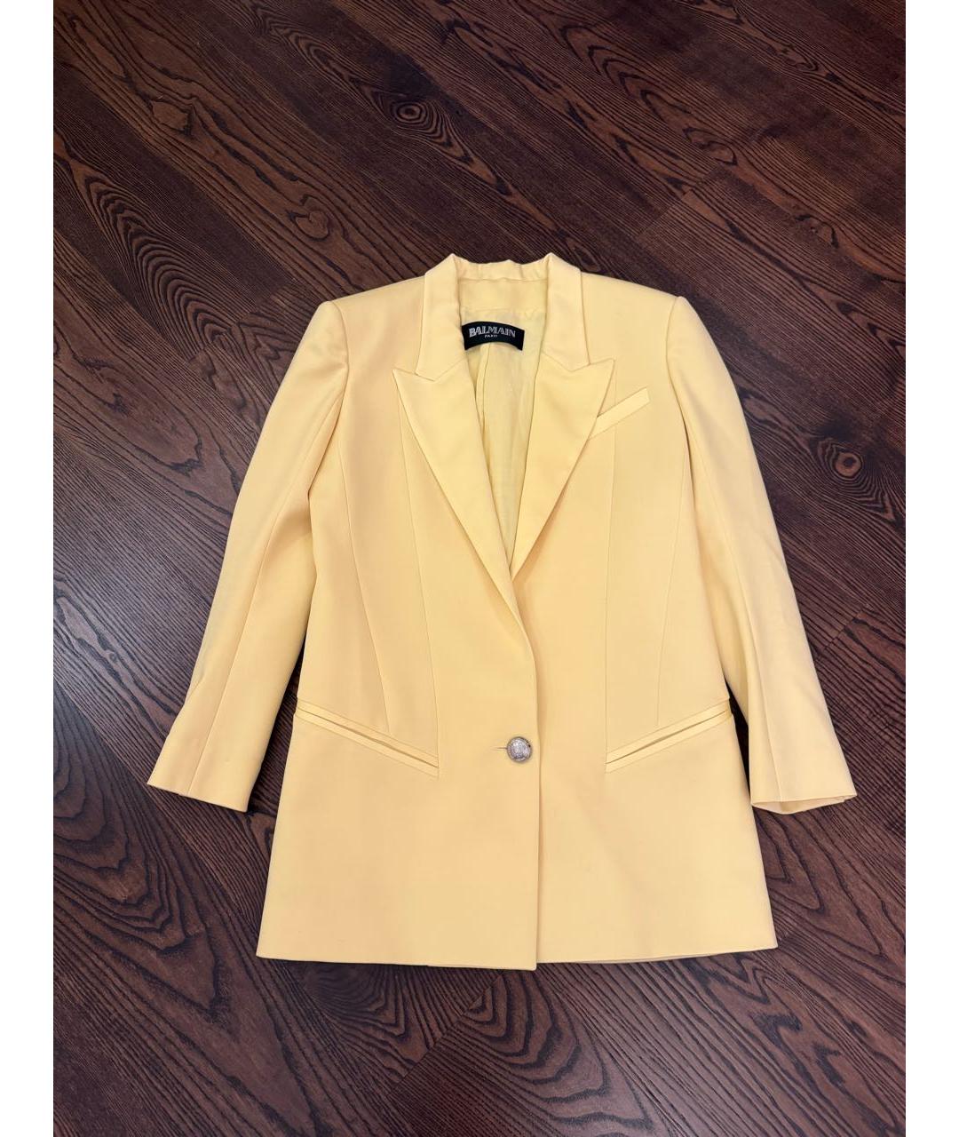 BALMAIN Желтый шерстяной жакет/пиджак, фото 9