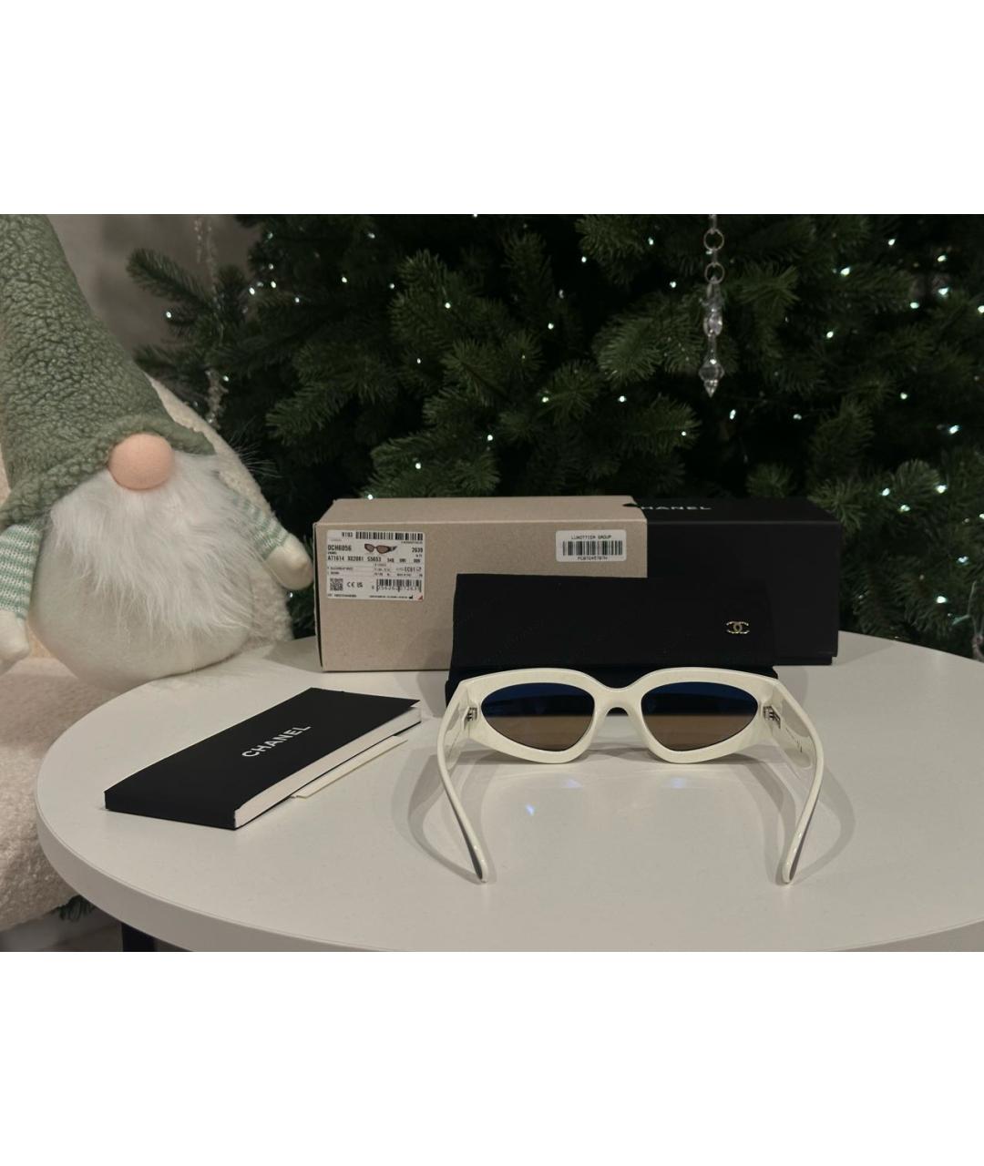 CHANEL Белые пластиковые солнцезащитные очки, фото 3