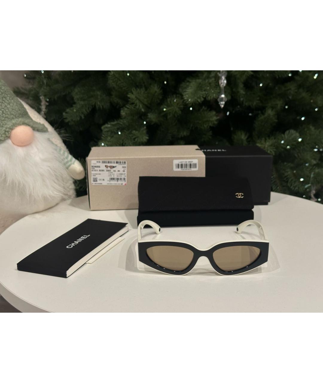 CHANEL Белые пластиковые солнцезащитные очки, фото 7
