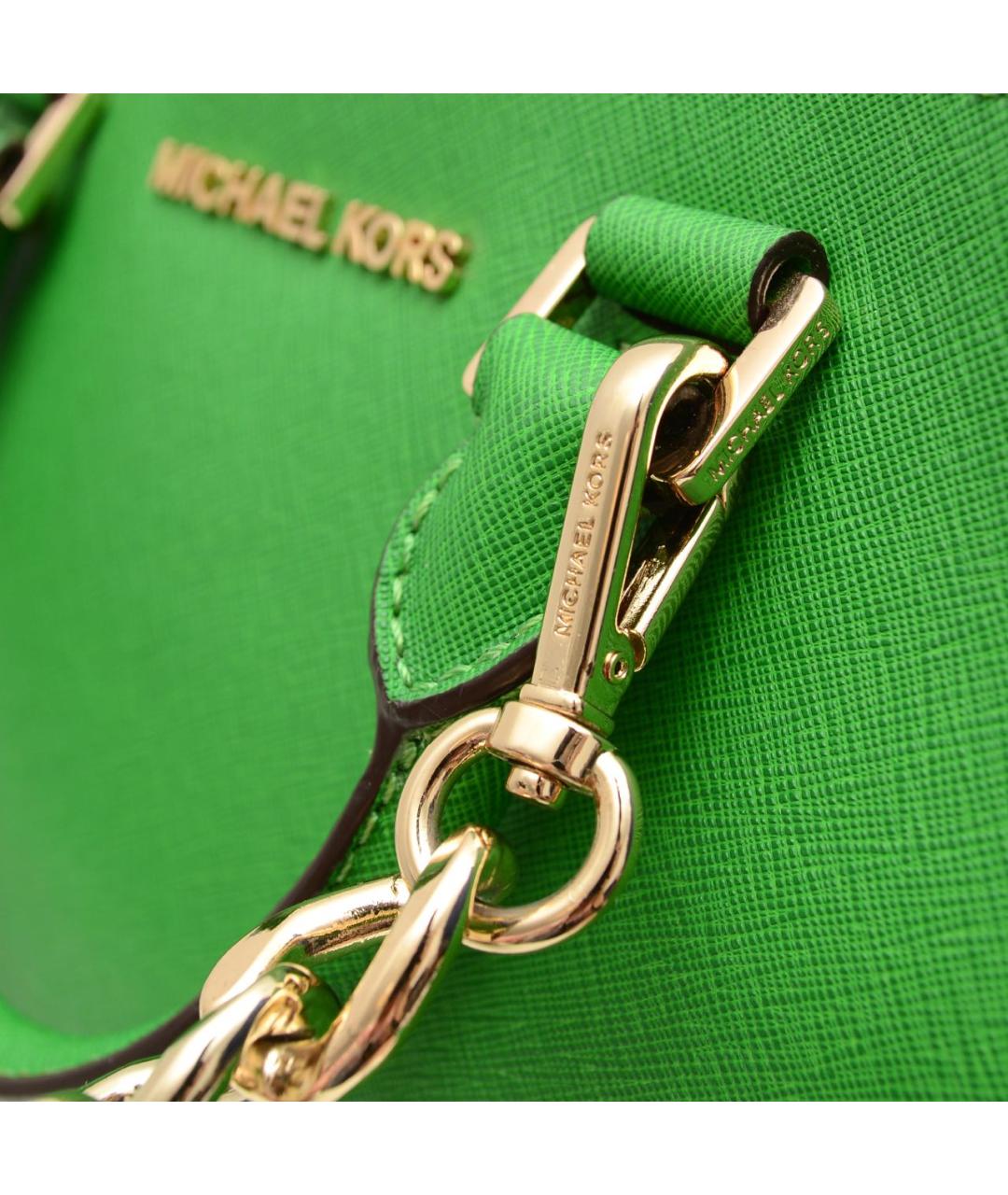 MICHAEL KORS Зеленая кожаная сумка с короткими ручками, фото 7