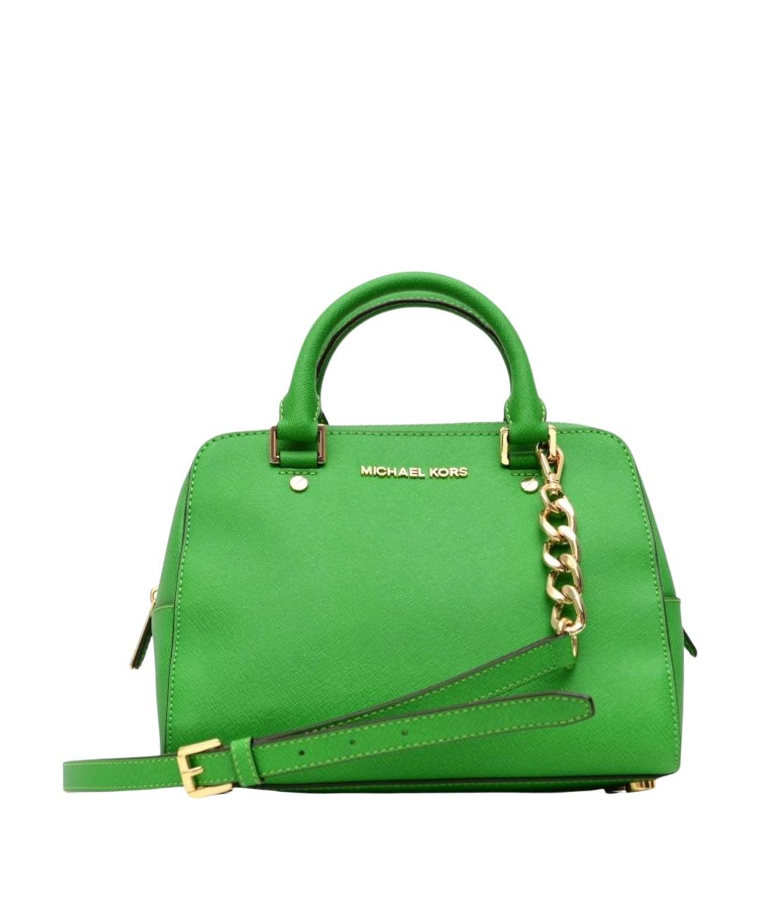 MICHAEL KORS Зеленая кожаная сумка с короткими ручками, фото 1