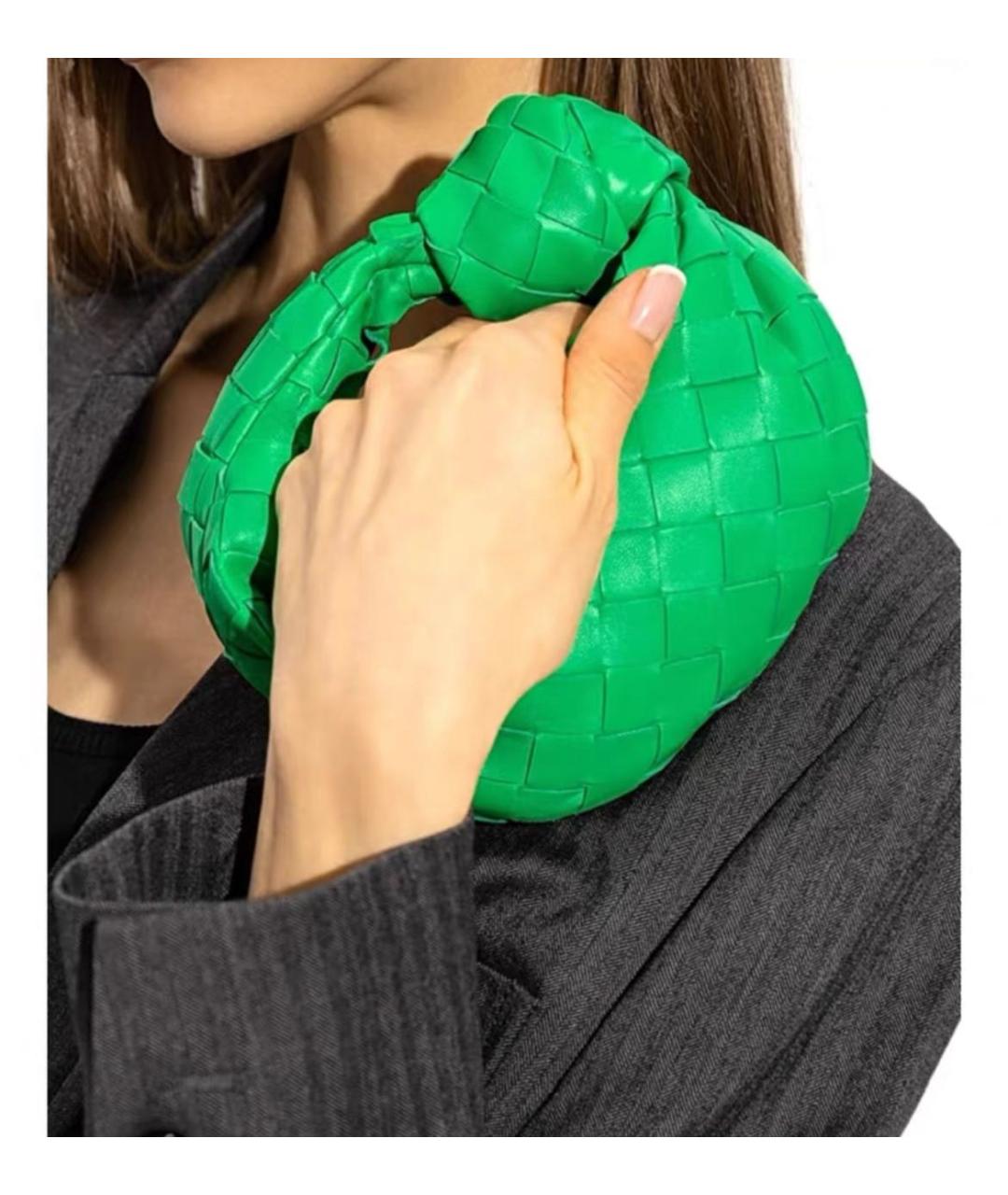 BOTTEGA VENETA Зеленая кожаная сумка с короткими ручками, фото 5