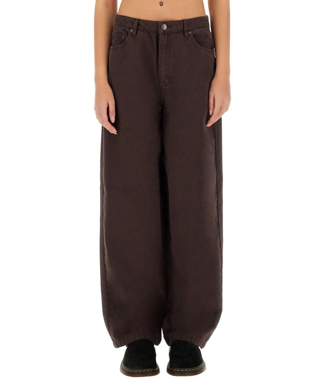 ROTATE Коричневые хлопковые прямые джинсы, фото 5