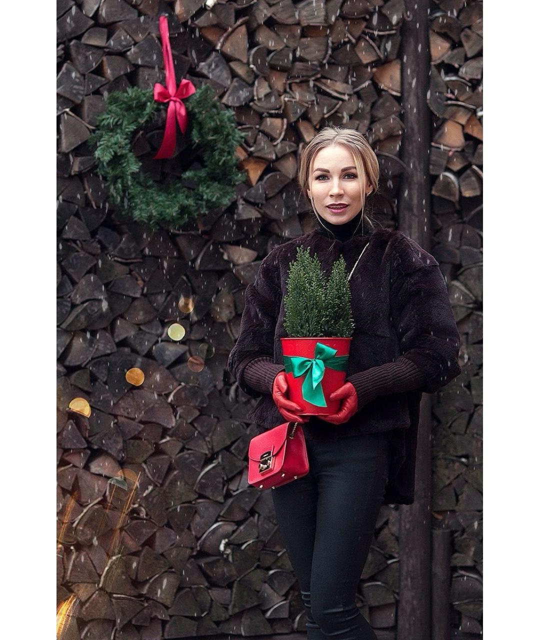 TWIN-SET Коричневая меховая шуба, фото 7