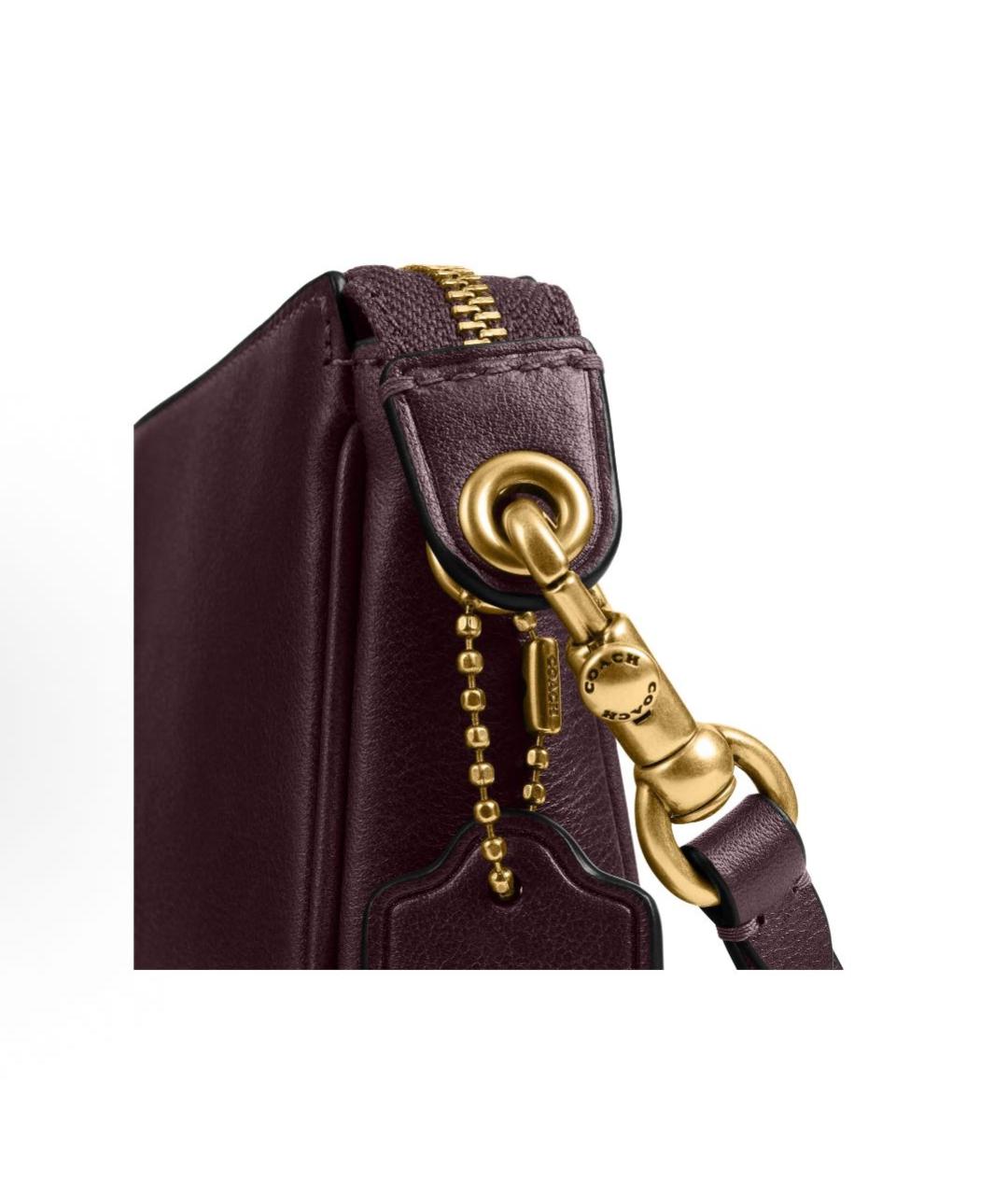 COACH Бордовая кожаная сумка через плечо, фото 3