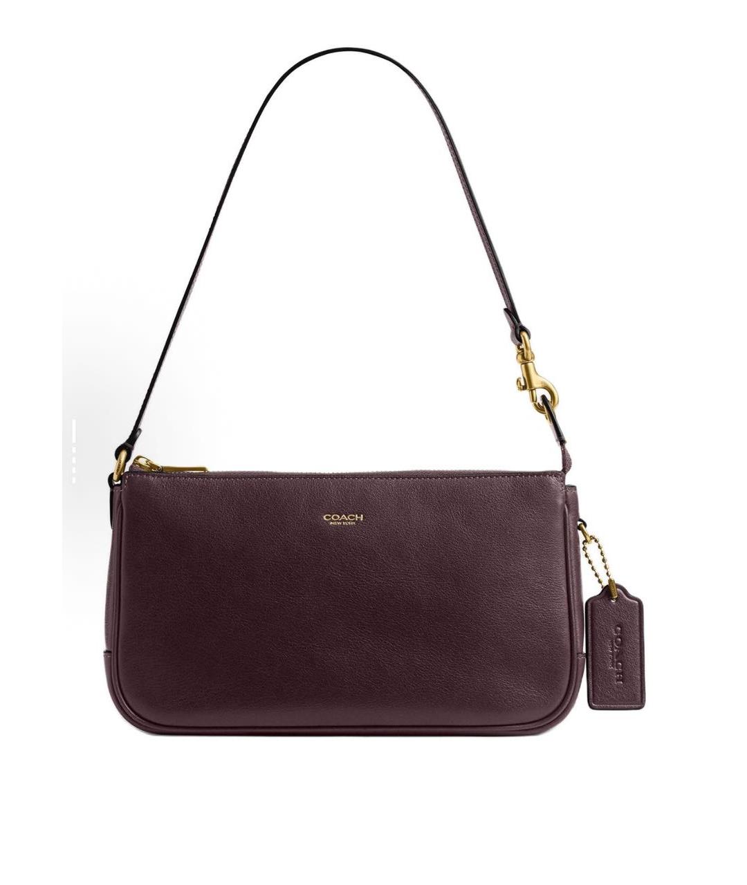 COACH Бордовая кожаная сумка через плечо, фото 8