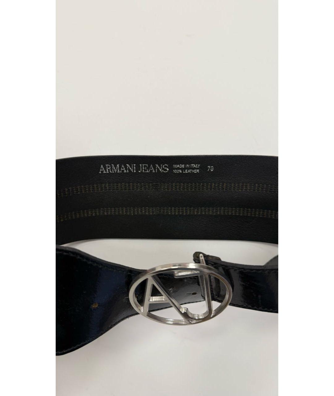 ARMANI JEANS Черный кожаный ремень, фото 3