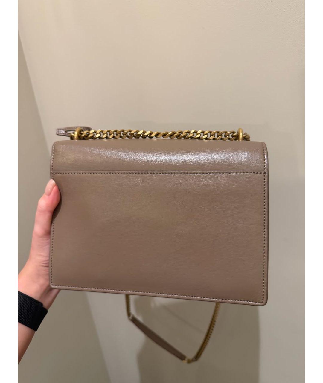 SAINT LAURENT Бежевая кожаная сумка через плечо, фото 4
