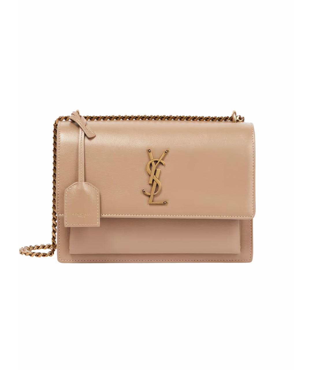 SAINT LAURENT Бежевая кожаная сумка через плечо, фото 1