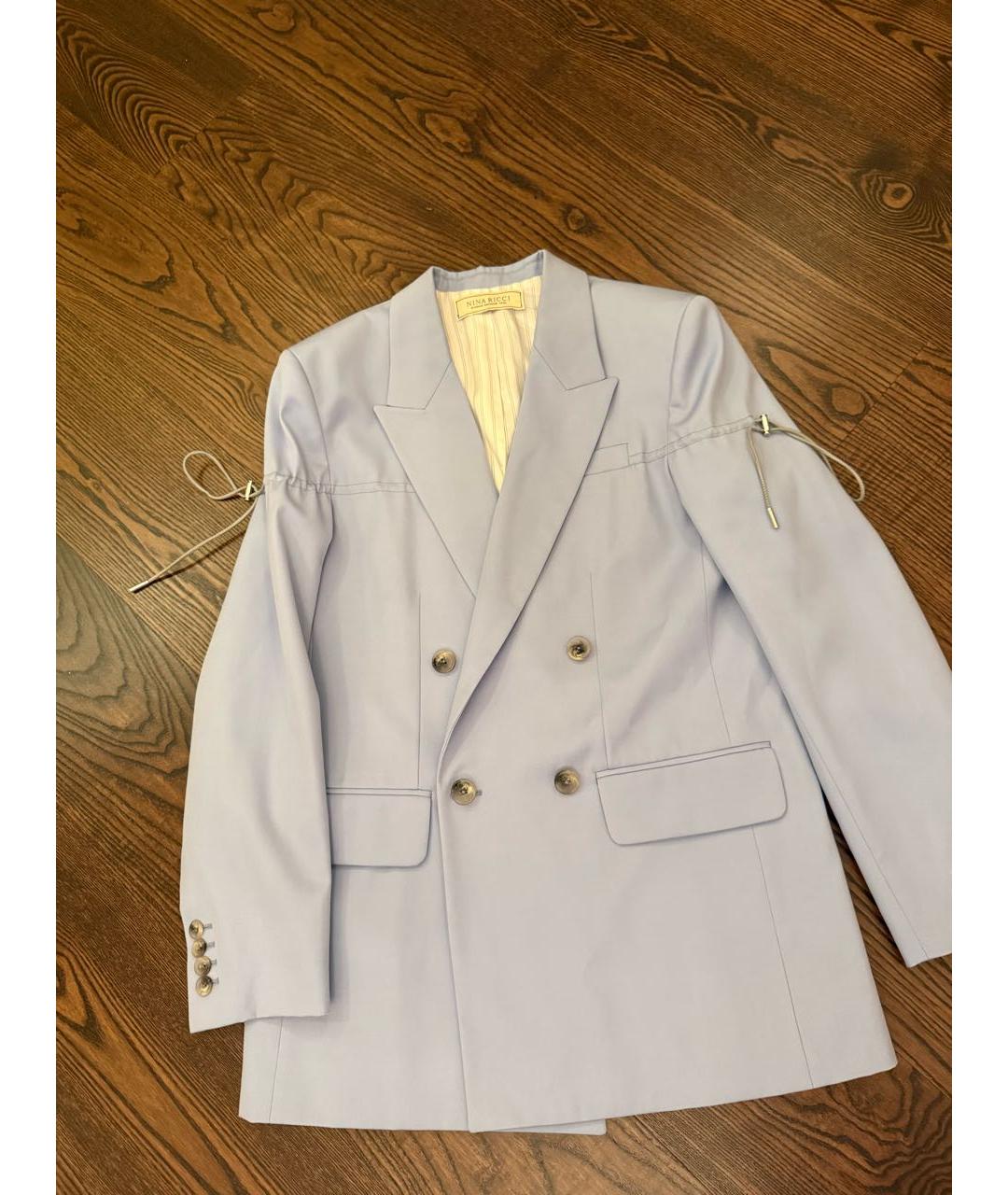 NINA RICCI Голубой шерстяной костюм с юбками, фото 2