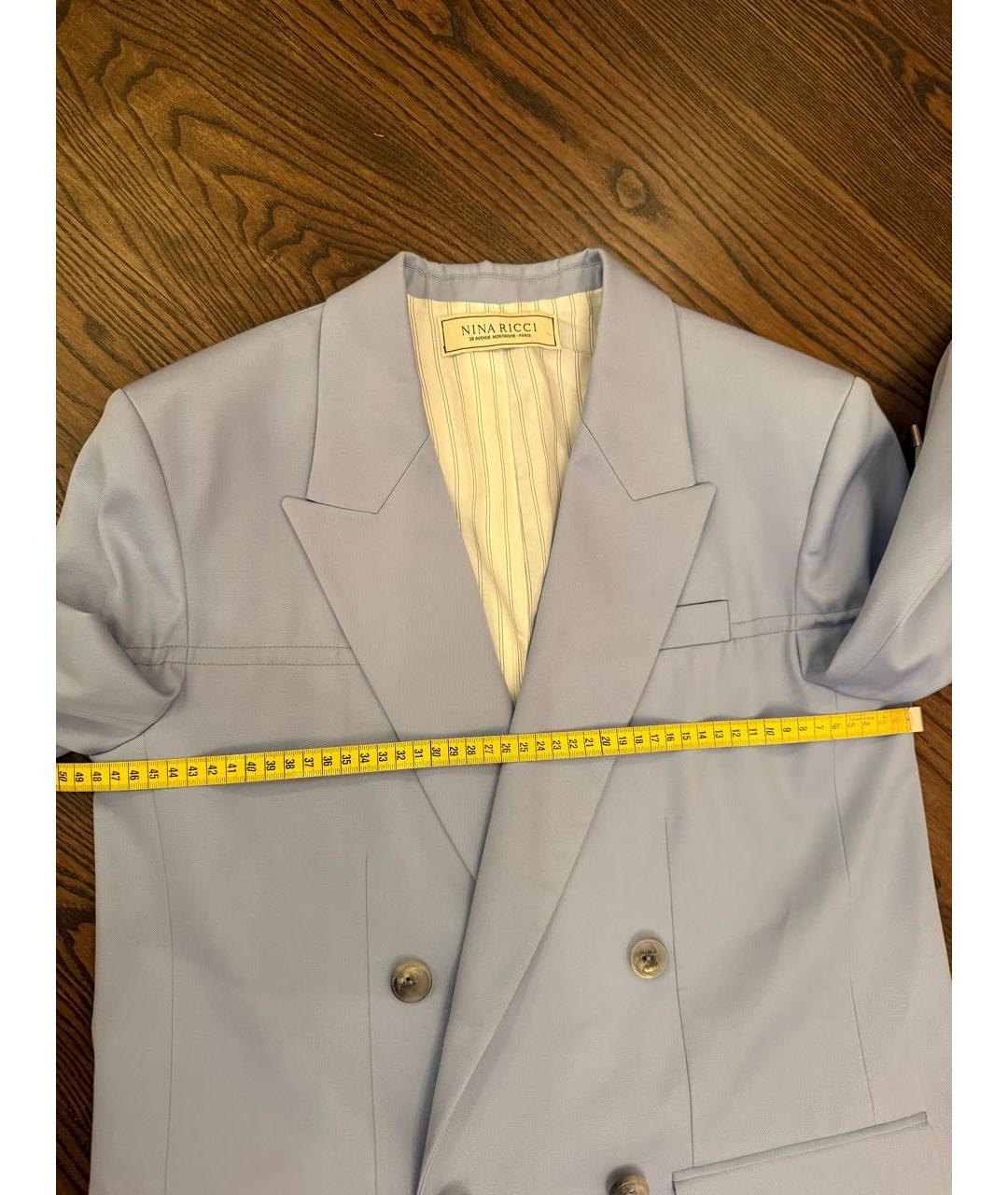 NINA RICCI Голубой шерстяной костюм с юбками, фото 5