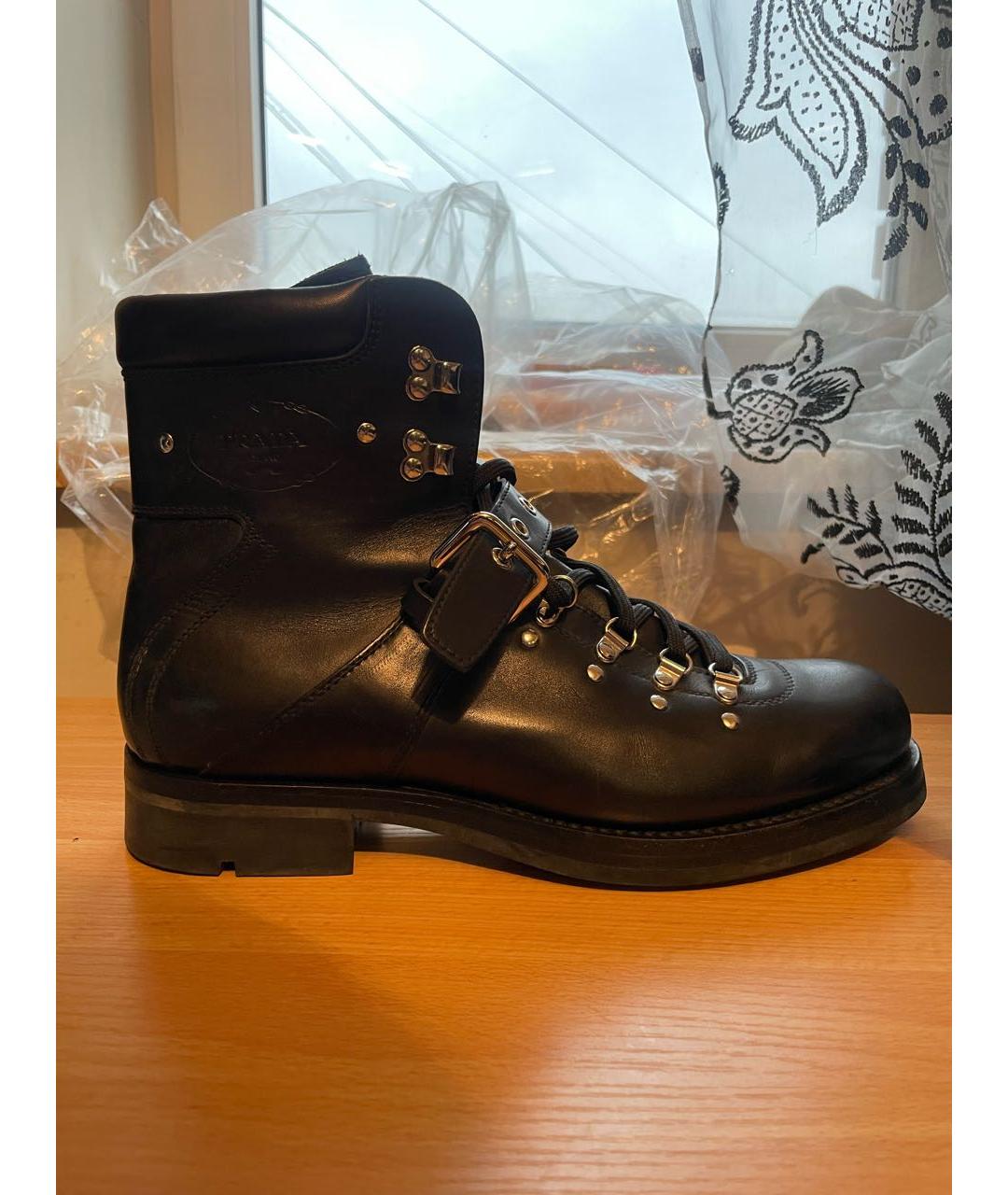 PRADA Черные кожаные высокие ботинки, фото 9