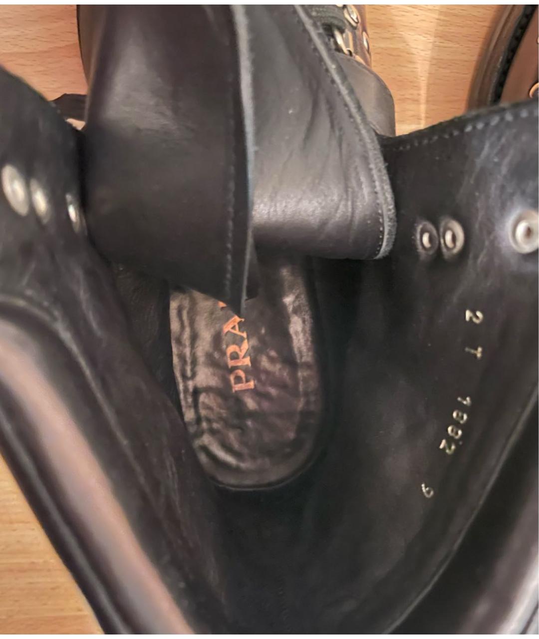 PRADA Черные кожаные высокие ботинки, фото 5