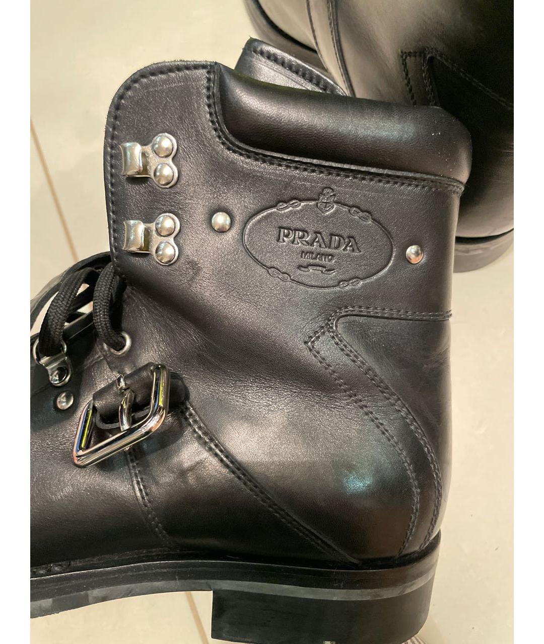 PRADA Черные кожаные высокие ботинки, фото 7