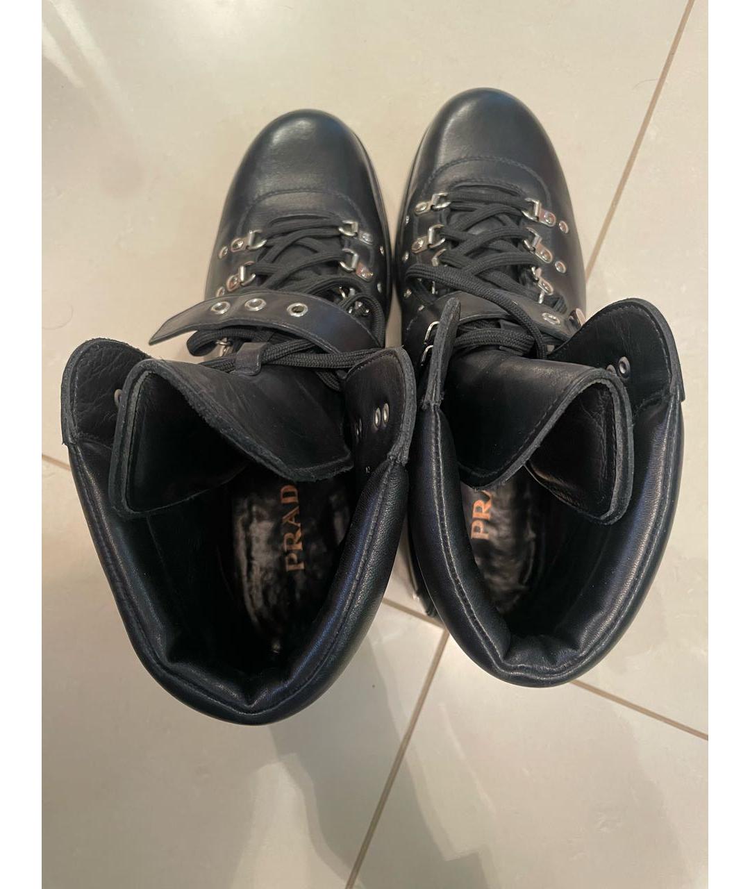 PRADA Черные кожаные высокие ботинки, фото 3