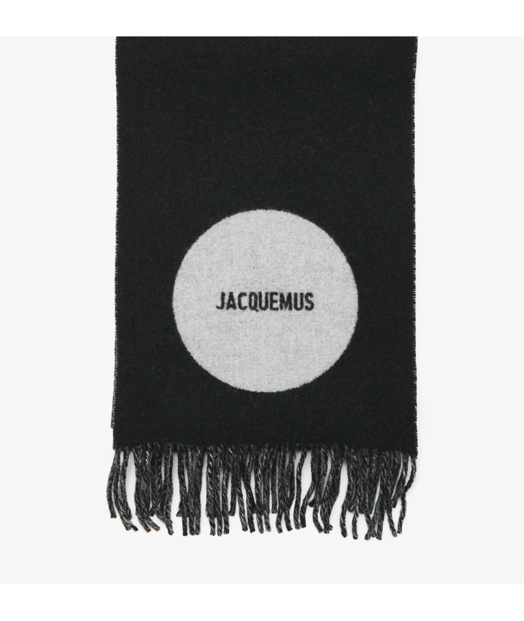 JACQUEMUS Черный шерстяной шарф, фото 4