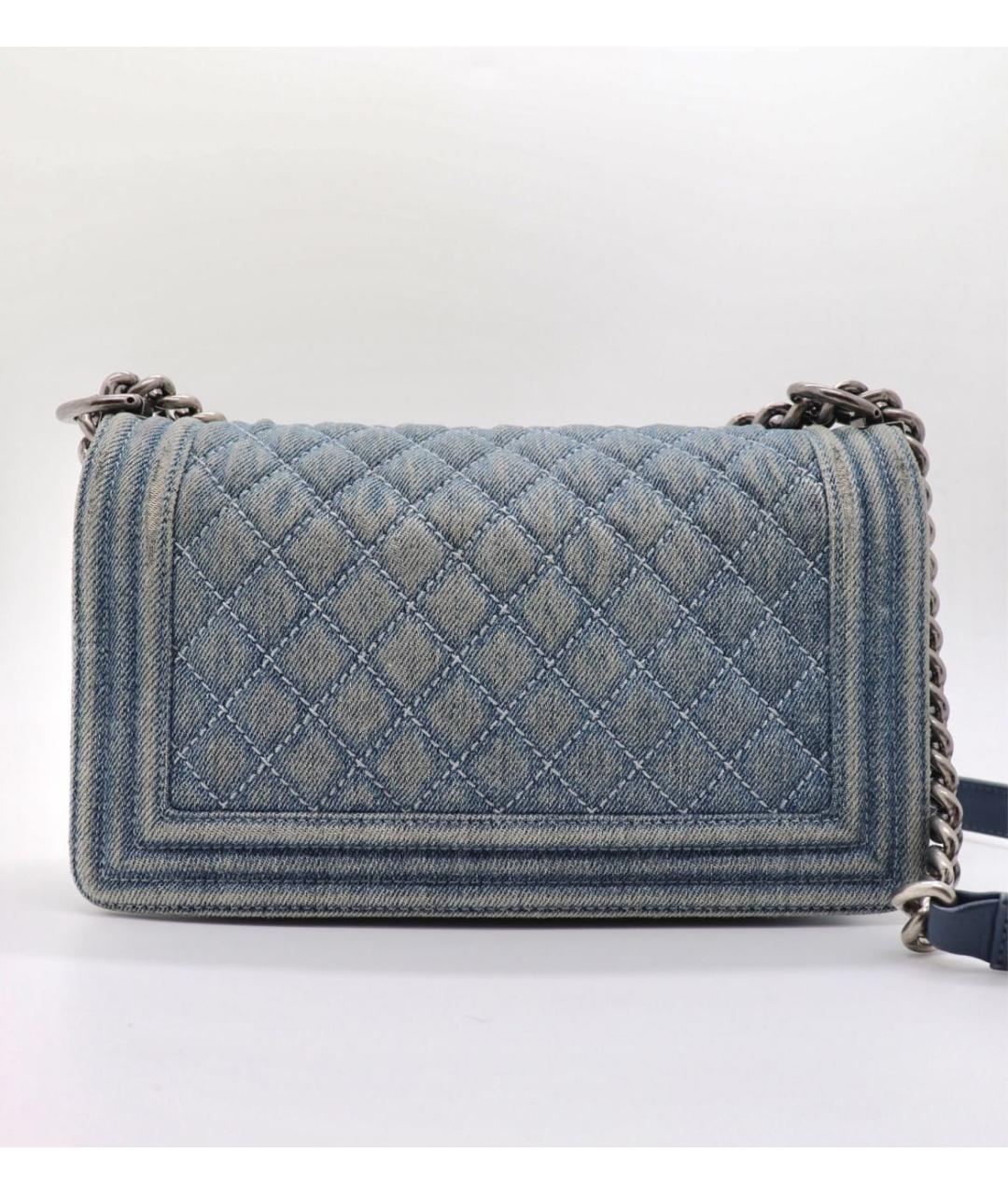 CHANEL Голубая деним сумка через плечо, фото 3