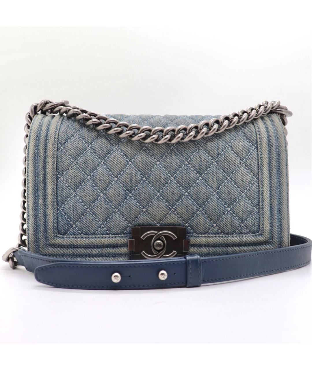 CHANEL Голубая деним сумка через плечо, фото 9
