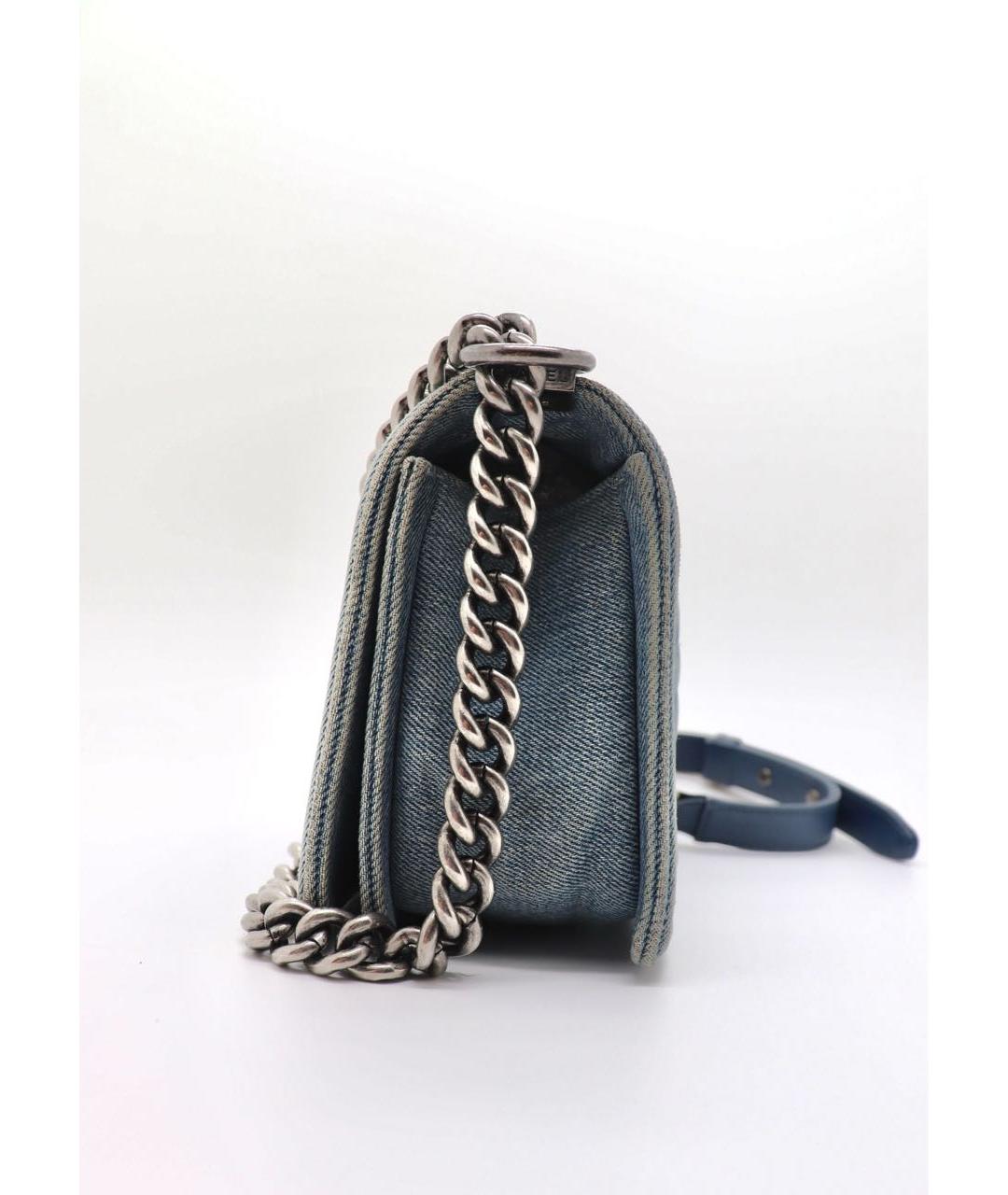 CHANEL Голубая деним сумка через плечо, фото 4