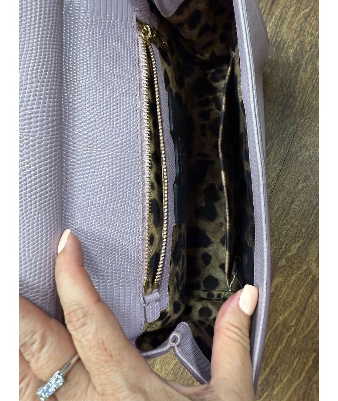 DOLCE&GABBANA Фиолетовая кожаная сумка через плечо, фото 4