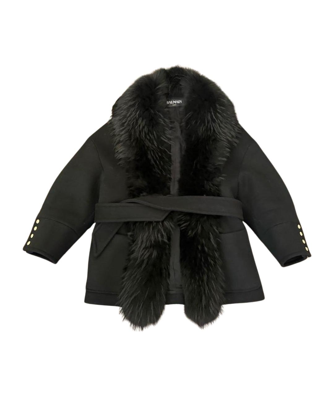 BALMAIN Черное шерстяное пальто, фото 1