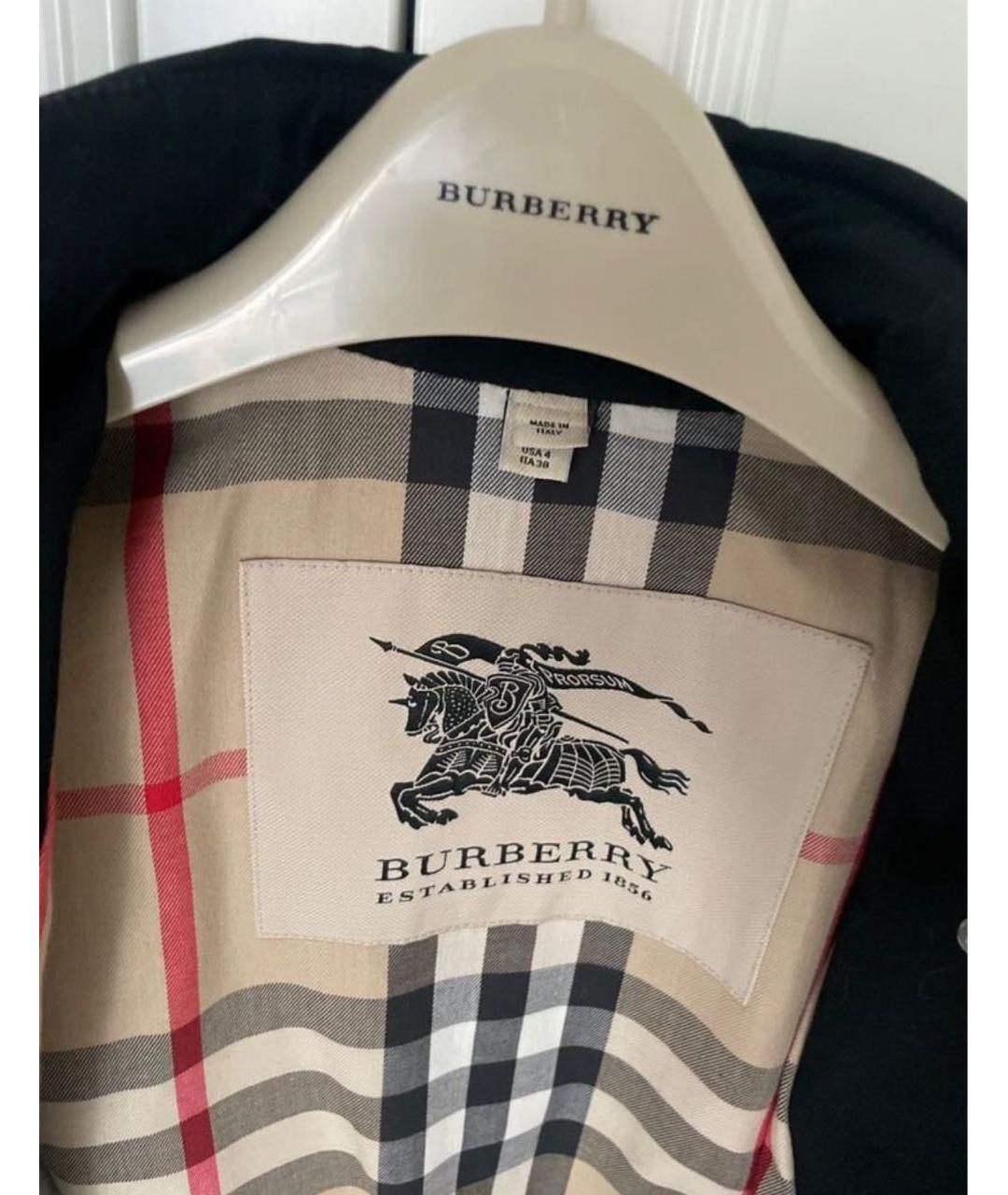 BURBERRY Черный хлопковый тренч/плащ, фото 2