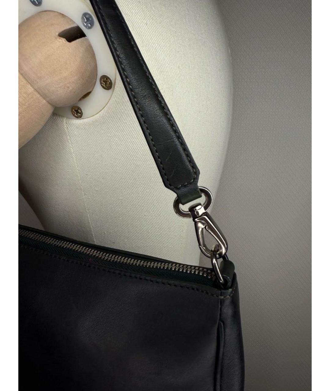 COACH Черная кожаная сумка с короткими ручками, фото 2