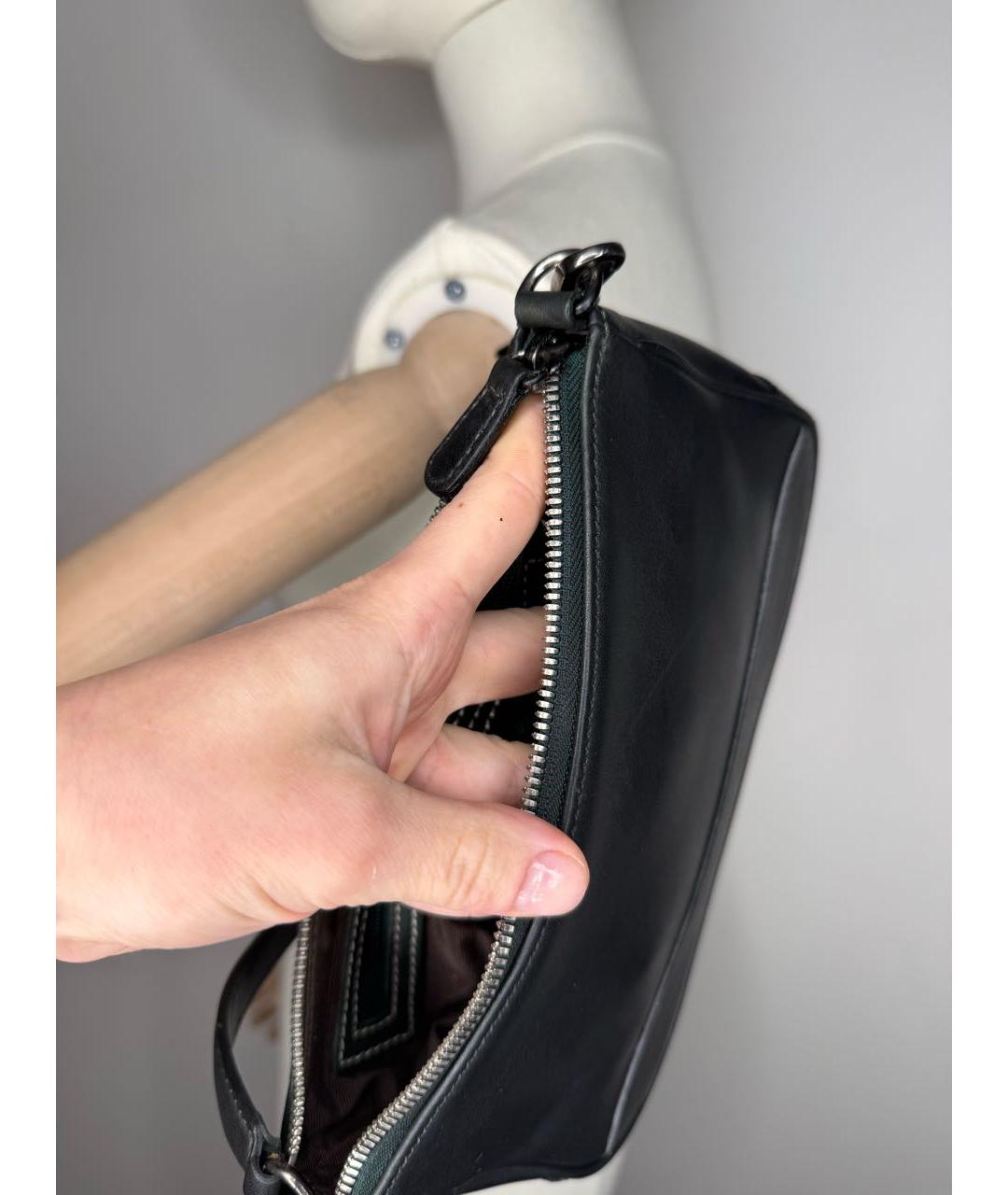 COACH Черная кожаная сумка с короткими ручками, фото 7