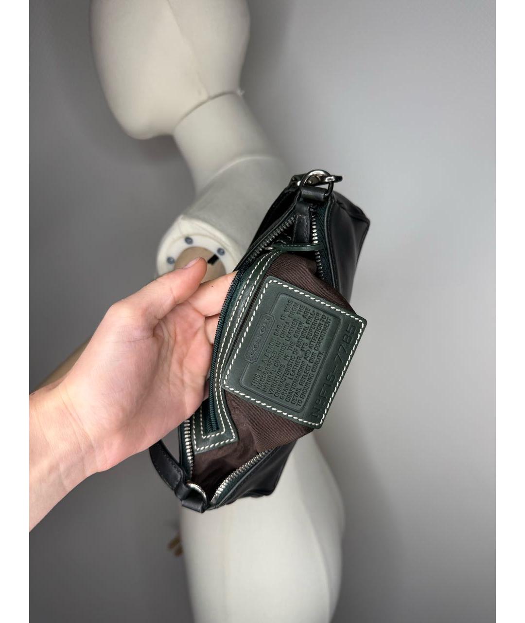 COACH Черная кожаная сумка с короткими ручками, фото 6