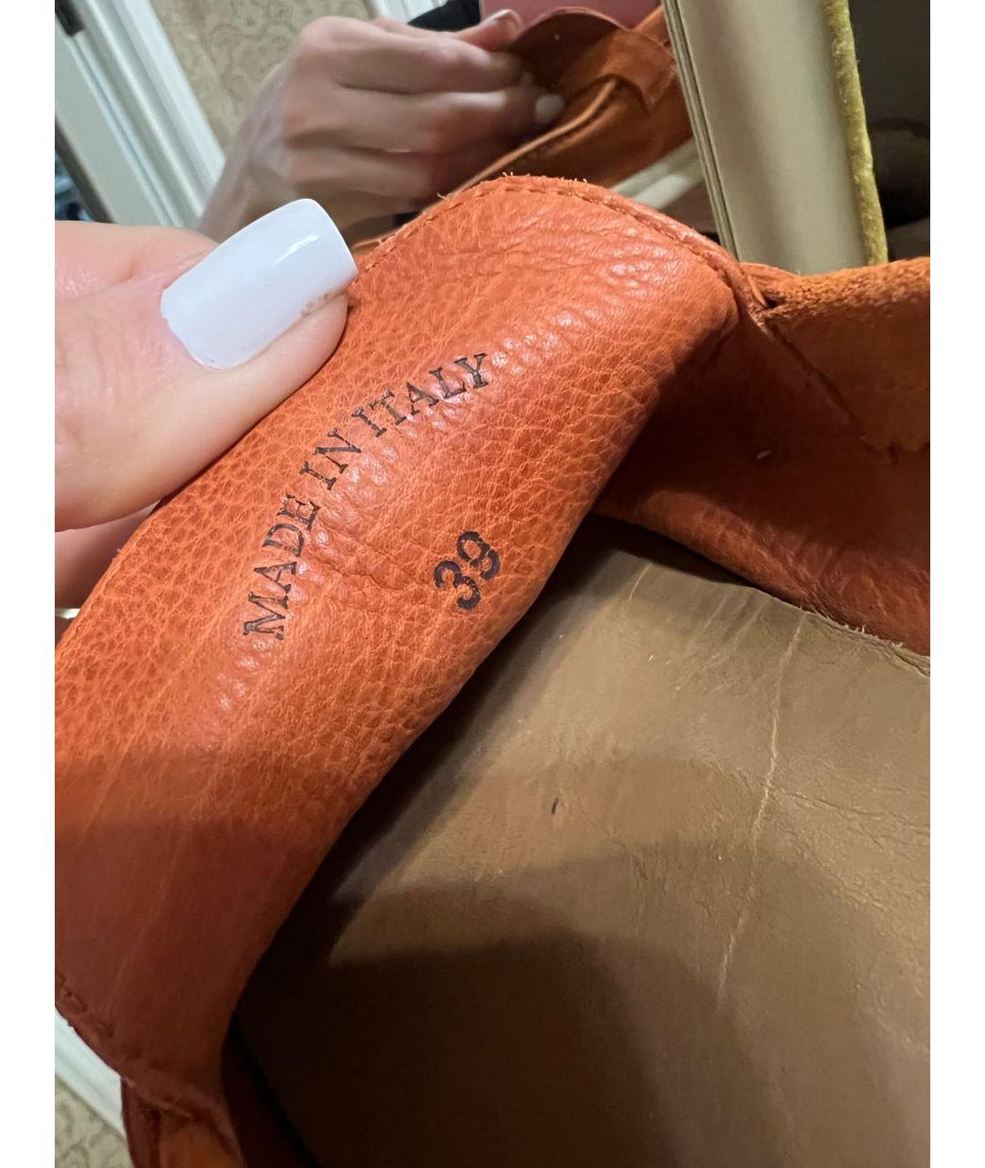 LORO PIANA Оранжевое замшевые лоферы, фото 5