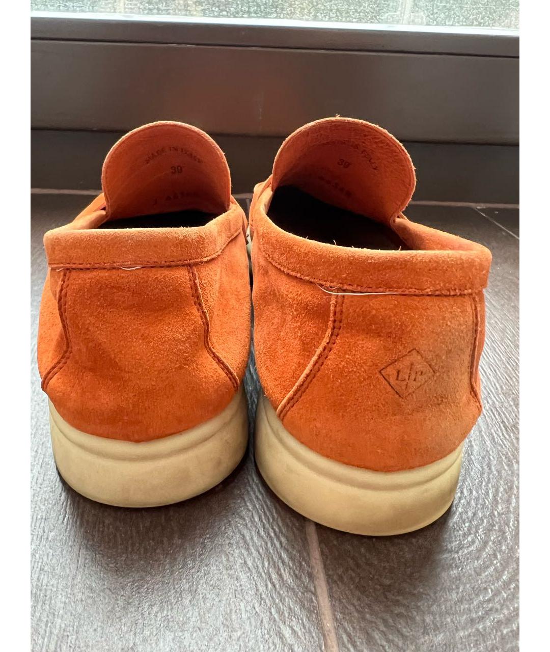 LORO PIANA Оранжевое замшевые лоферы, фото 4
