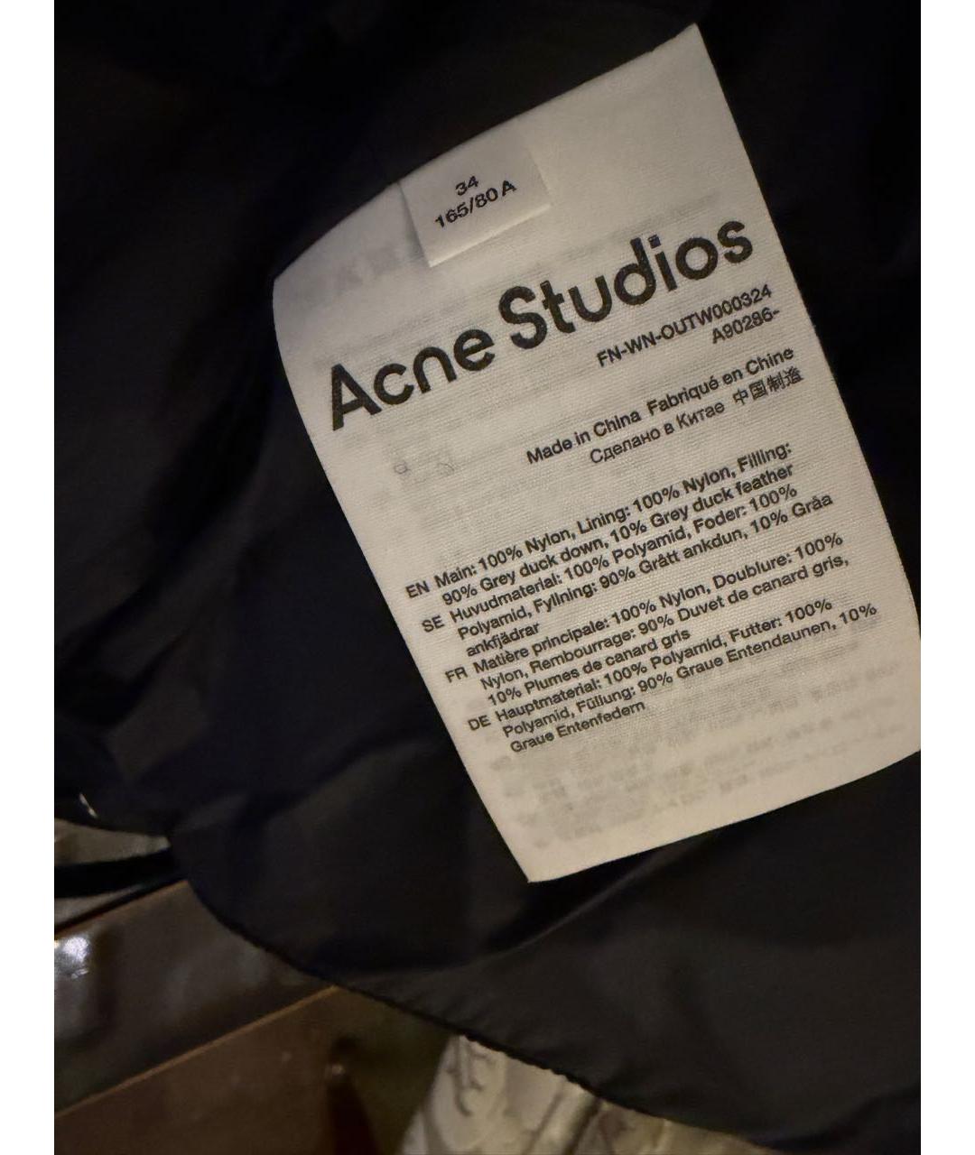 ACNE STUDIOS Черный полиэстеровый пуховик, фото 3