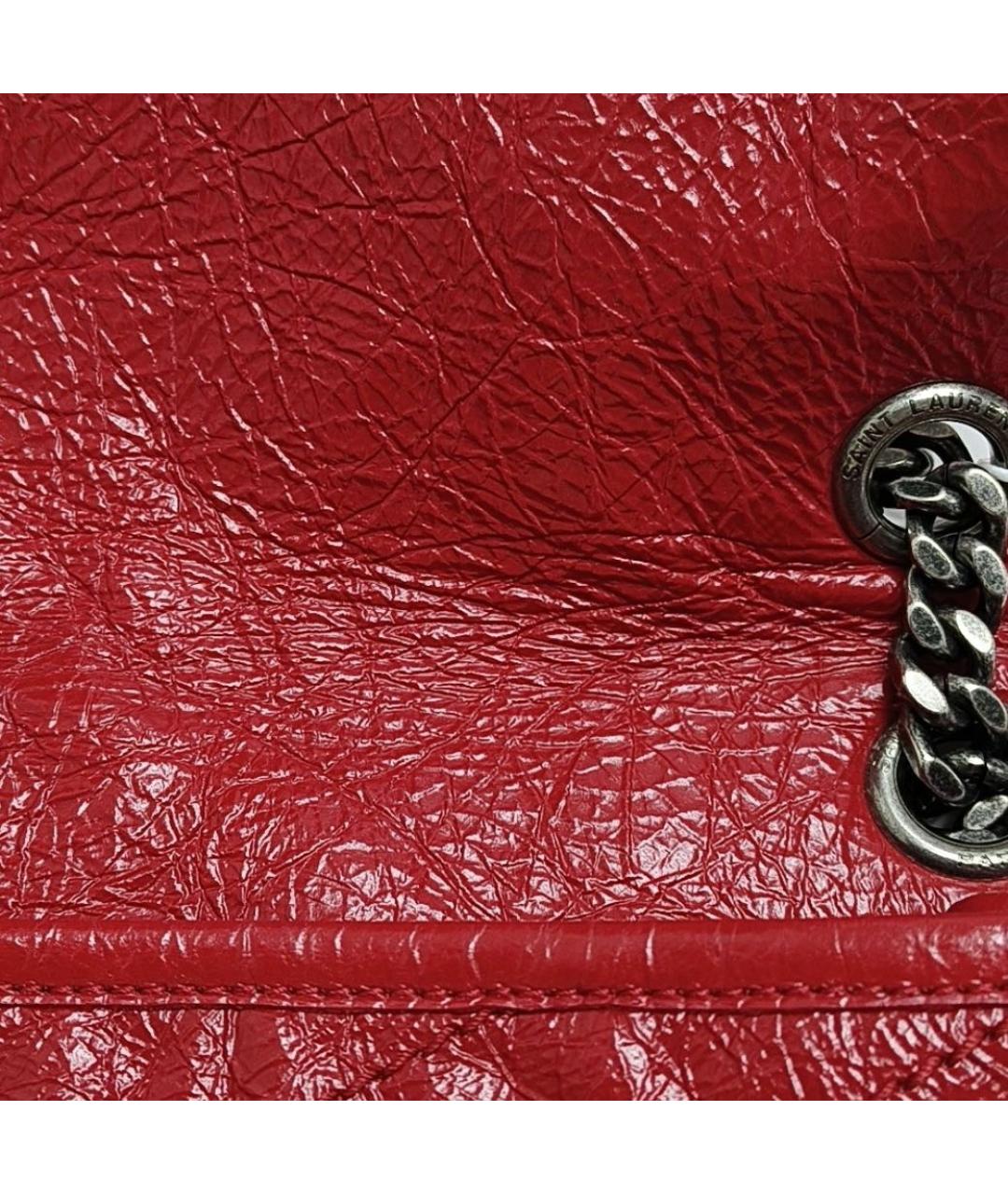 SAINT LAURENT Красная кожаная сумка через плечо, фото 5