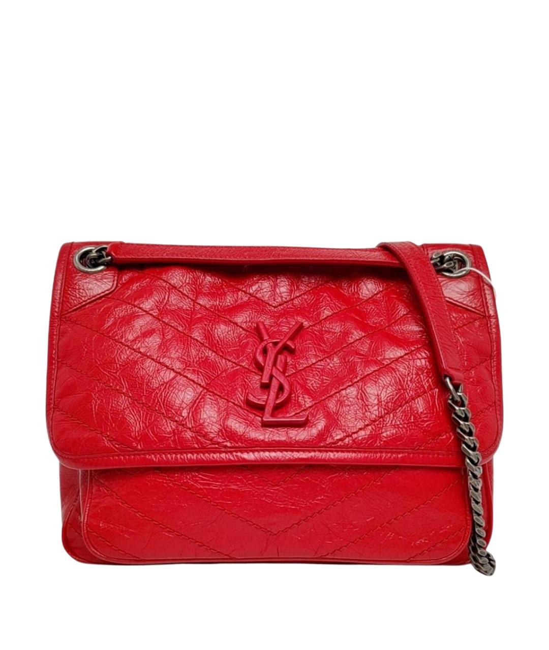 SAINT LAURENT Красная кожаная сумка через плечо, фото 1