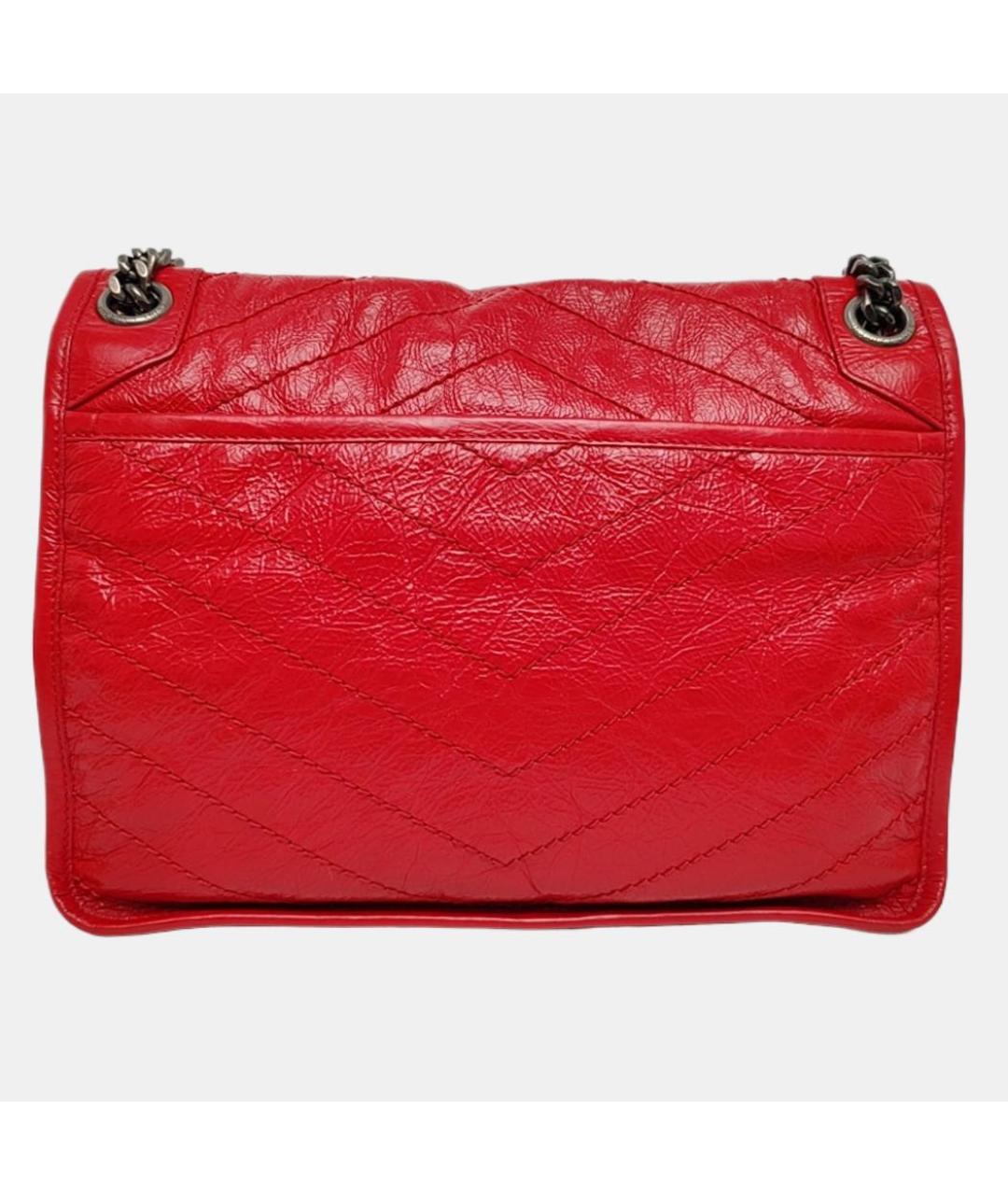 SAINT LAURENT Красная кожаная сумка через плечо, фото 3