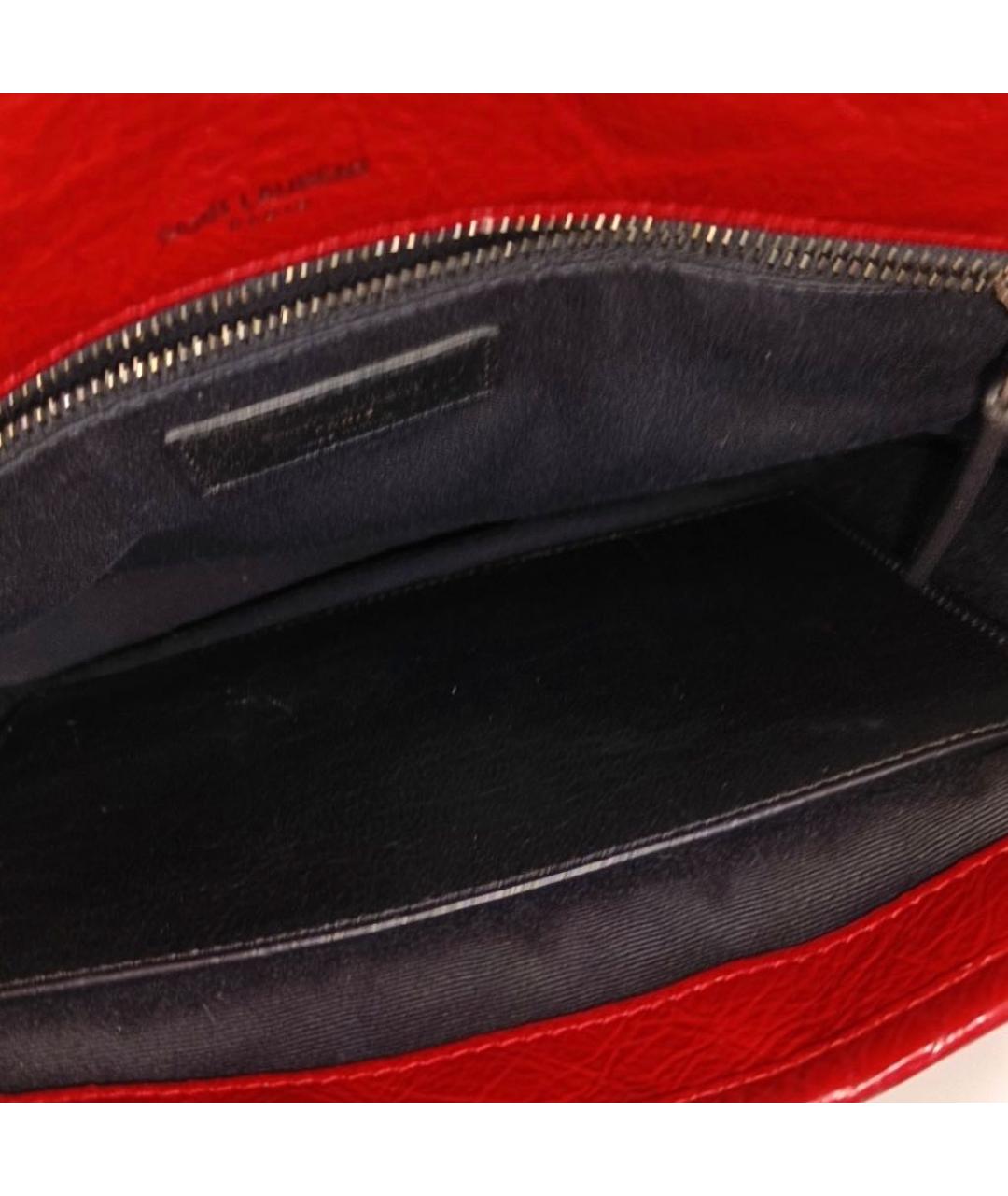 SAINT LAURENT Красная кожаная сумка через плечо, фото 2