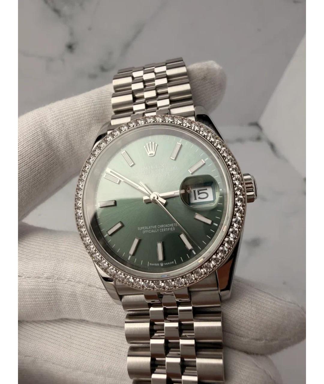 ROLEX Зеленые часы из белого золота, фото 2