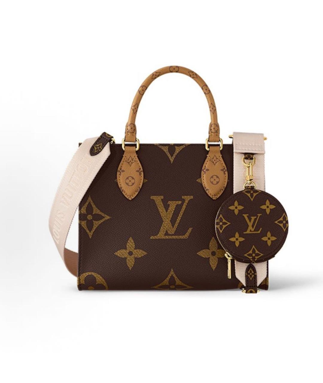 LOUIS VUITTON Коричневая кожаная сумка с короткими ручками, фото 5